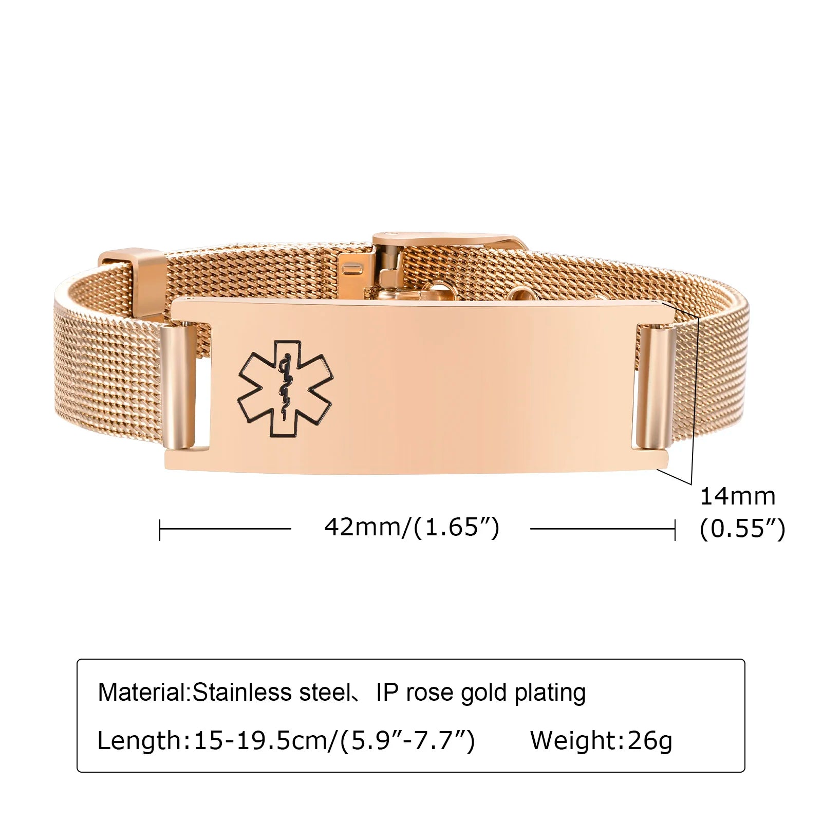 Stainless Steel ID Medical Bracelets with Medical LOGO, Autism Bracelets, Jewelry Gifts