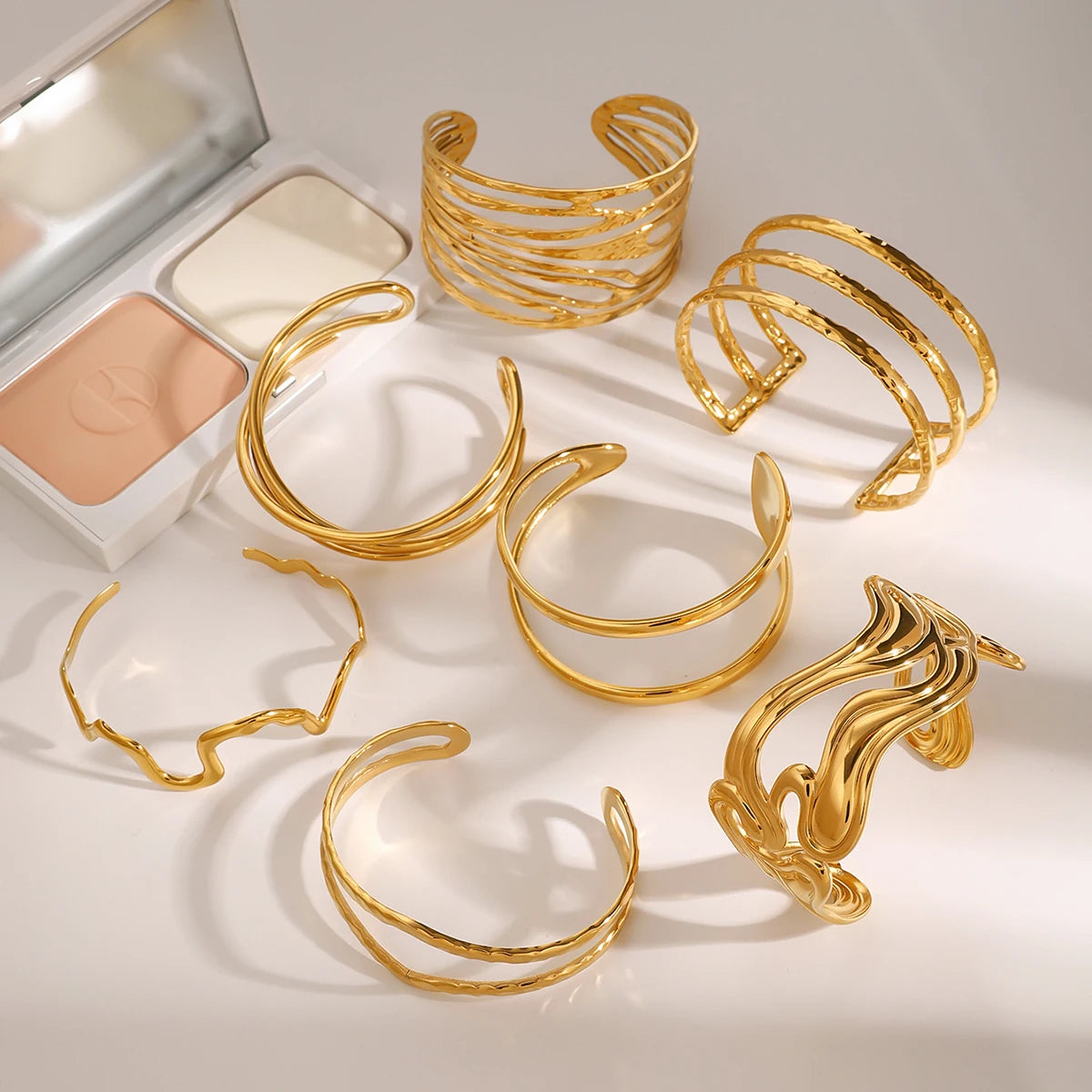 Uworld Fashion Handmade Hammered Stacking Bracelets Line Bangles Women's Jewelry Gift for Her