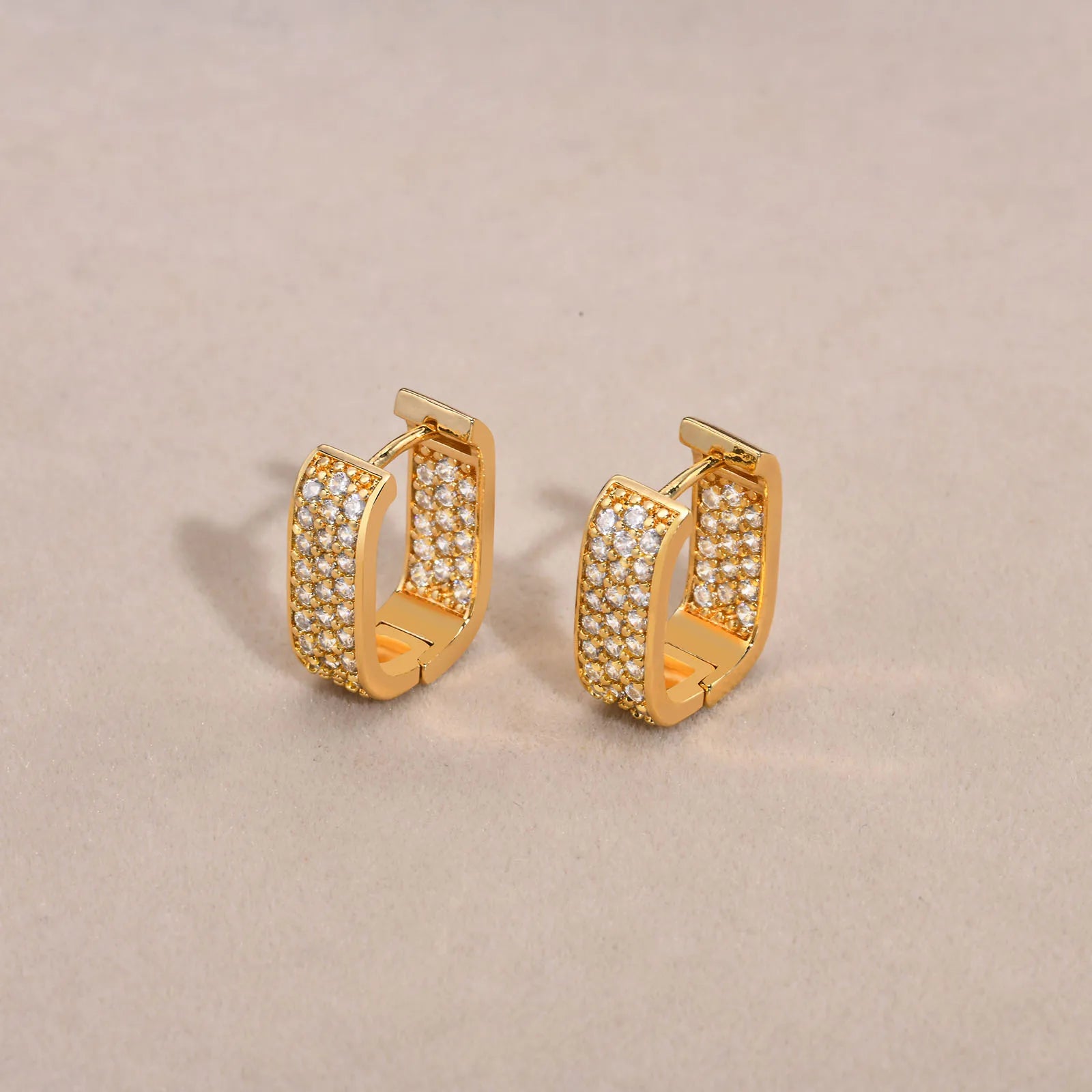 Dainty Bling CZ Stone Round Hoop Earrings for Women Wedding Jewelry, Chic Shiny Gold Color Metal Circle Earring Gifts To Her