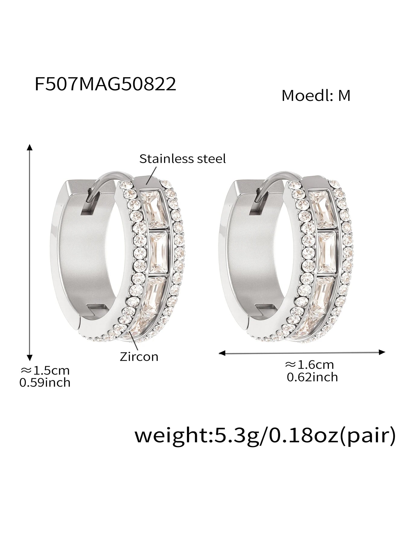 Nivora Luxury Full Zircon Hoop Earrings For Women Stainless Steel PVD Gold Plated Hypoallergenic Wedding Women Earrings Jewelry