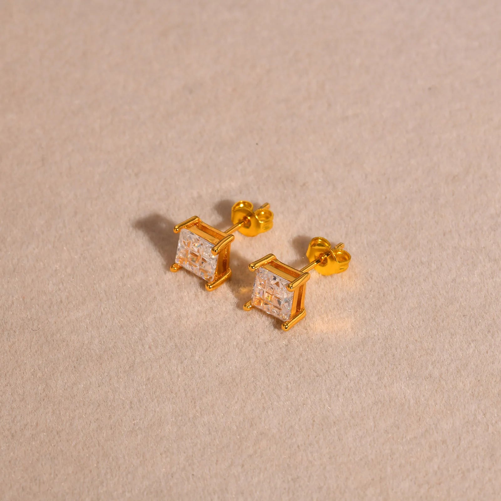 Trendy CZ Stone Metal Unisex Geometric Stud Earrings For Women Men, Luxury Bling AAA Cubic Zirconia Earring Ear Jewelry Gifts