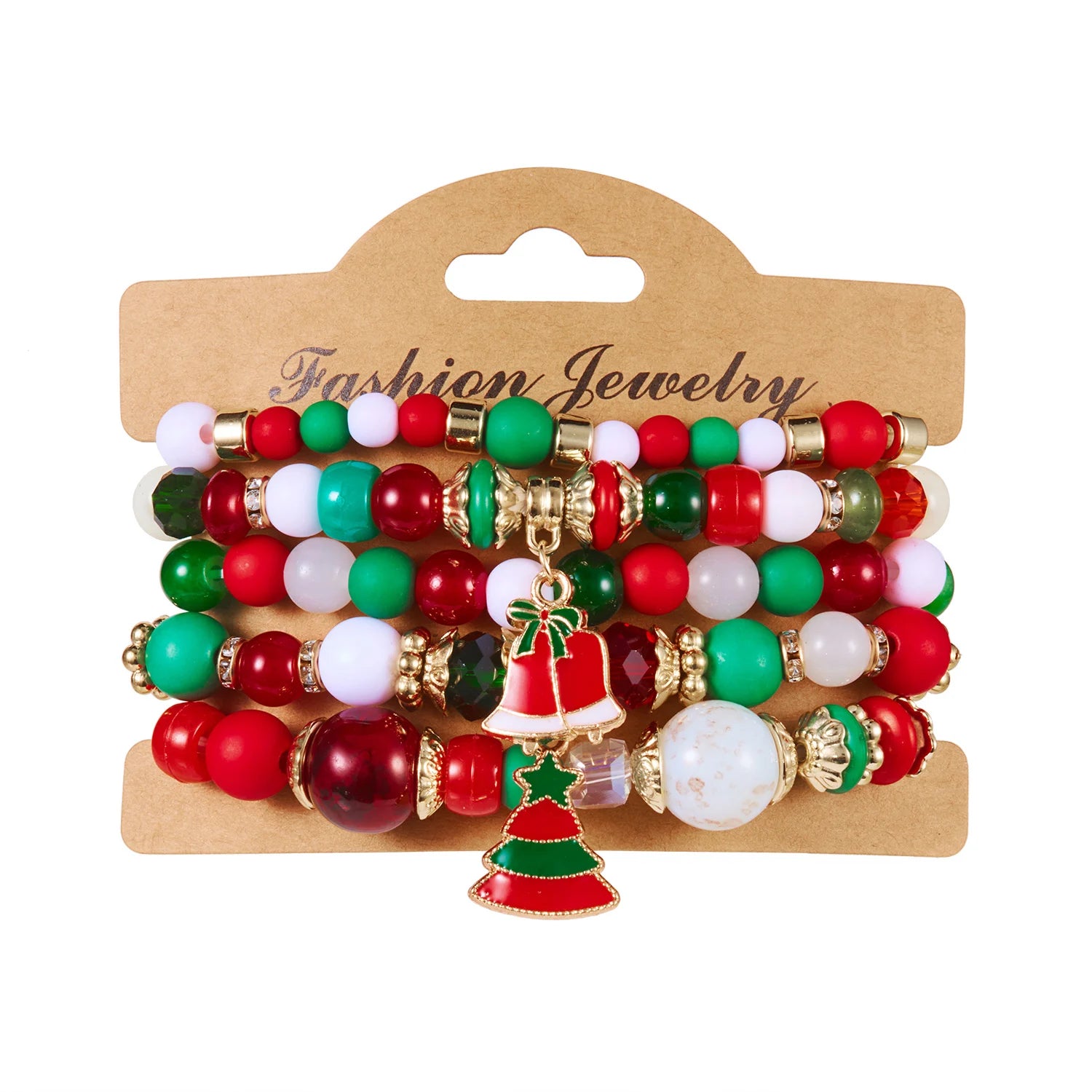 5 Pcs/Set Merry Christmas Santa Claus Xmas Tree Bracelet For Women Colorful Crystal Beads Snowflake Bracelets New Year Jewelry