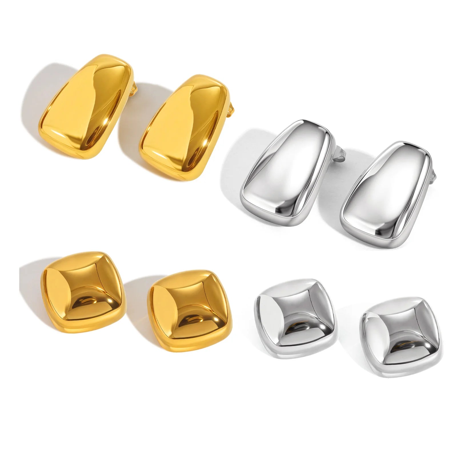 High Quality Geometric Stud Earrings for Women,Stainless Steel Smooth Square Earrings,Fashion Jewelry Mother's Day Gift