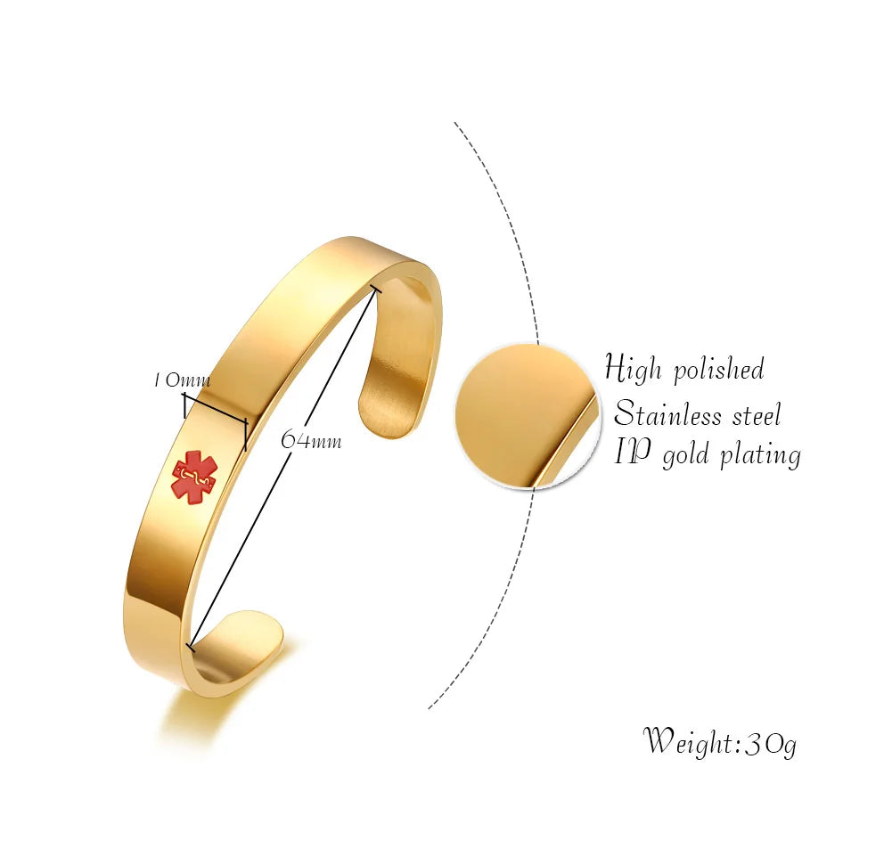 Stainless Steel ID Medical Bracelets with Medical LOGO, Autism Bracelets, Jewelry Gifts