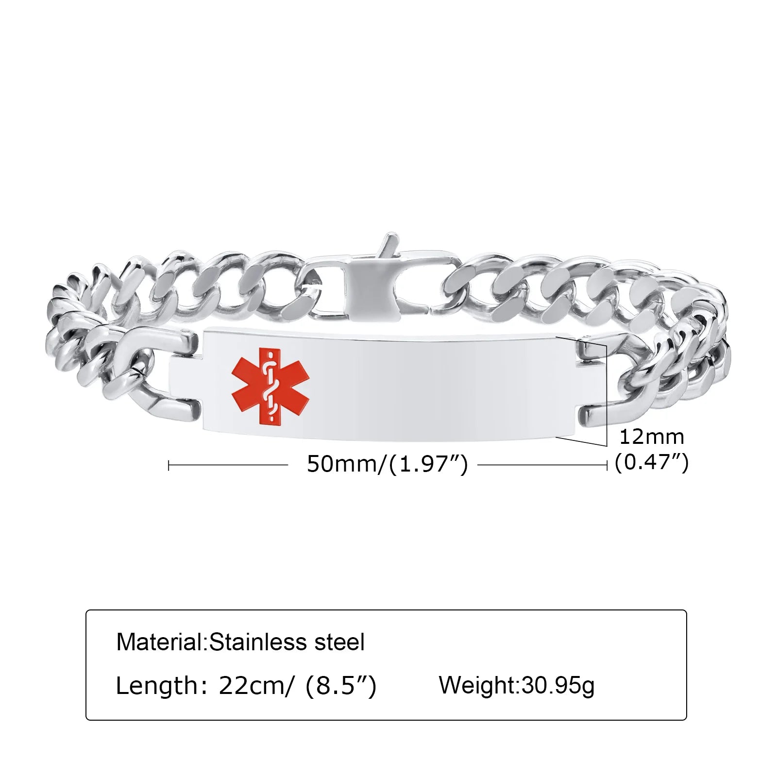 Stainless Steel ID Medical Bracelets with Medical LOGO, Autism Bracelets, Jewelry Gifts