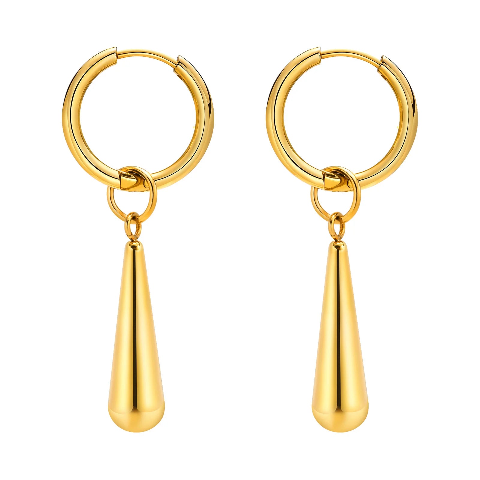 Trendy Waterdrop Bar Women Earrings, Gold Color Stainless Steel Dangle Earrings,Chic Minimalist Ear Clip Gift Jewelry