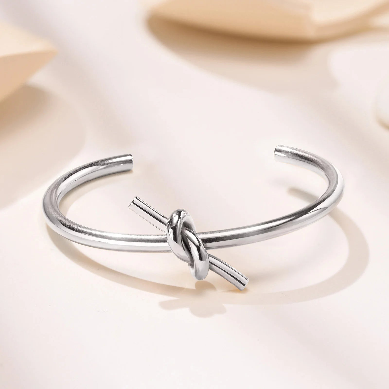 Knot Bracelets Stainless Steel Dainty Adjustable Opening Bangle,Trendy Circular Knot Cuff Wedding Bracelet,Bridesmaid Jewelry