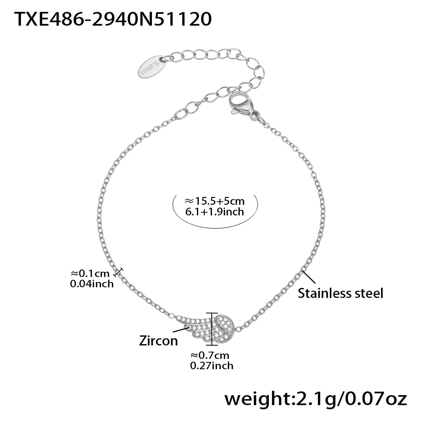 Nivora Wings Cubic Zirconia Pendant Chain Necklaces Bracelets Rings Earrings for Women Stainless Steel Wedding Banquet Jewelry