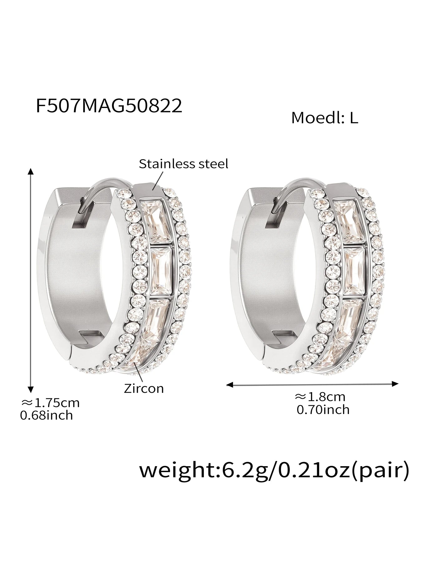 Nivora Luxury Full Zircon Hoop Earrings For Women Stainless Steel PVD Gold Plated Hypoallergenic Wedding Women Earrings Jewelry