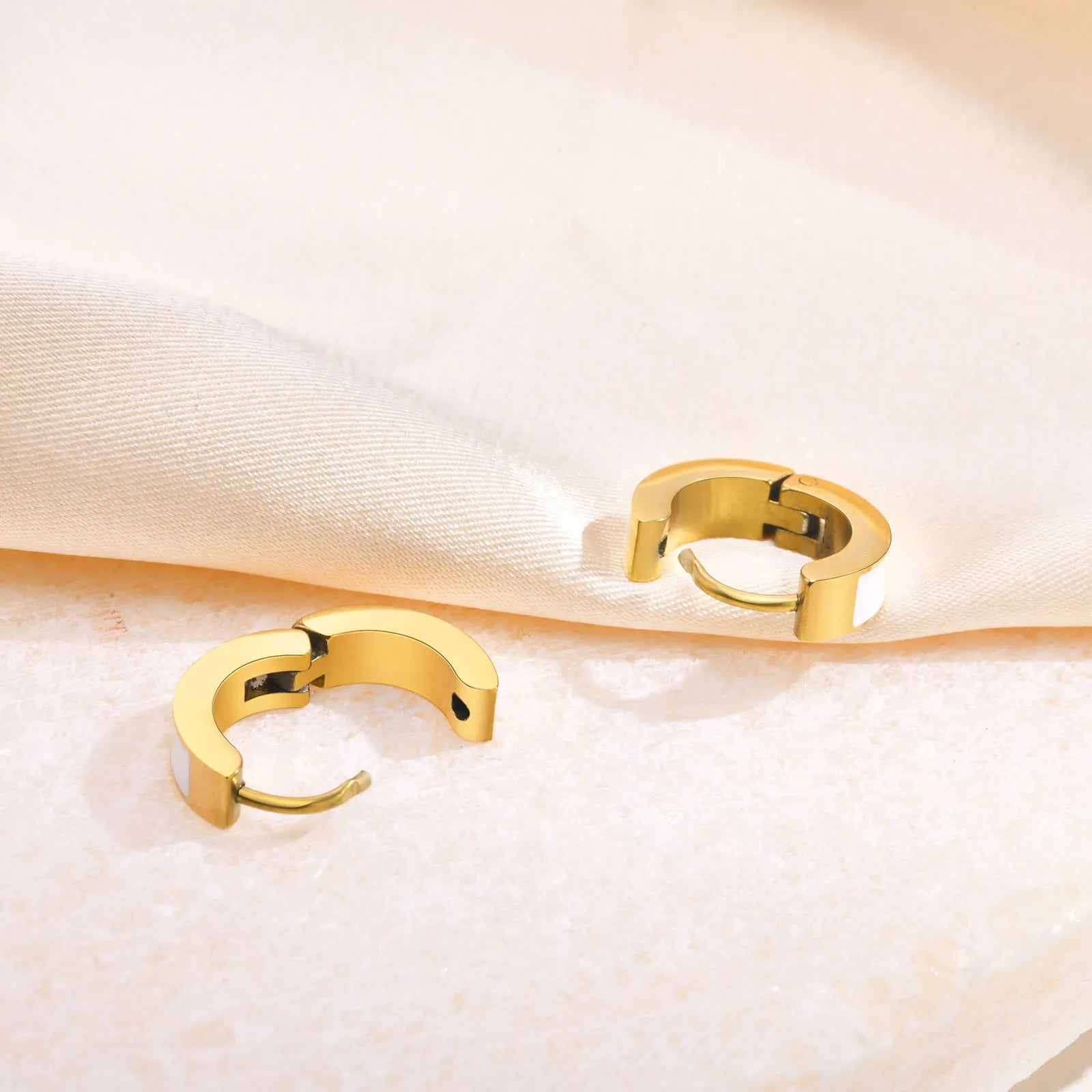 Unisex Trendy Hoop Earrings For Women Men, Small Enamel Stainless Steel Hoops, Teens Huggies Earring, Casual Ear Jewelry