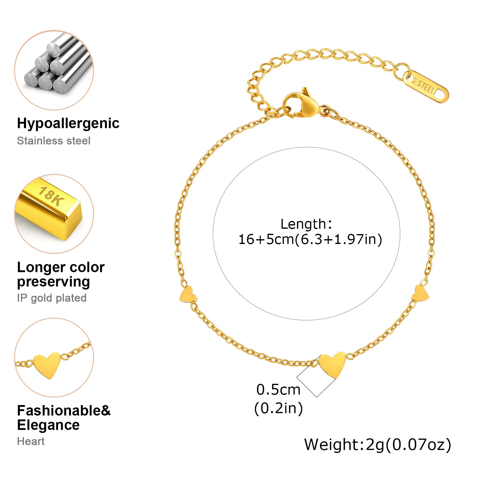 Stainless Steel Flat Rolo Chain Heart Bracelet for Women,Blade Chain Bracelets with Butterfly Accessories,Fashion Jewelry Gift