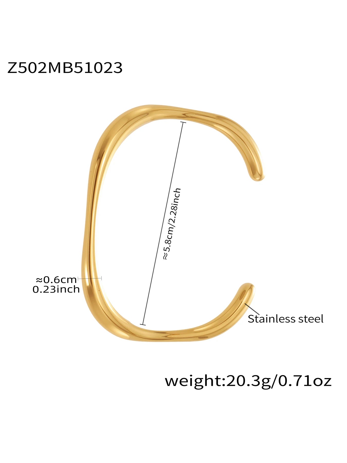 Nivora Minimalist Cubic Zirconia Charm Cuff Bracelet for Women Stainless Steel Gold Plated Wedding Banquet Charm Bangles Jewelry