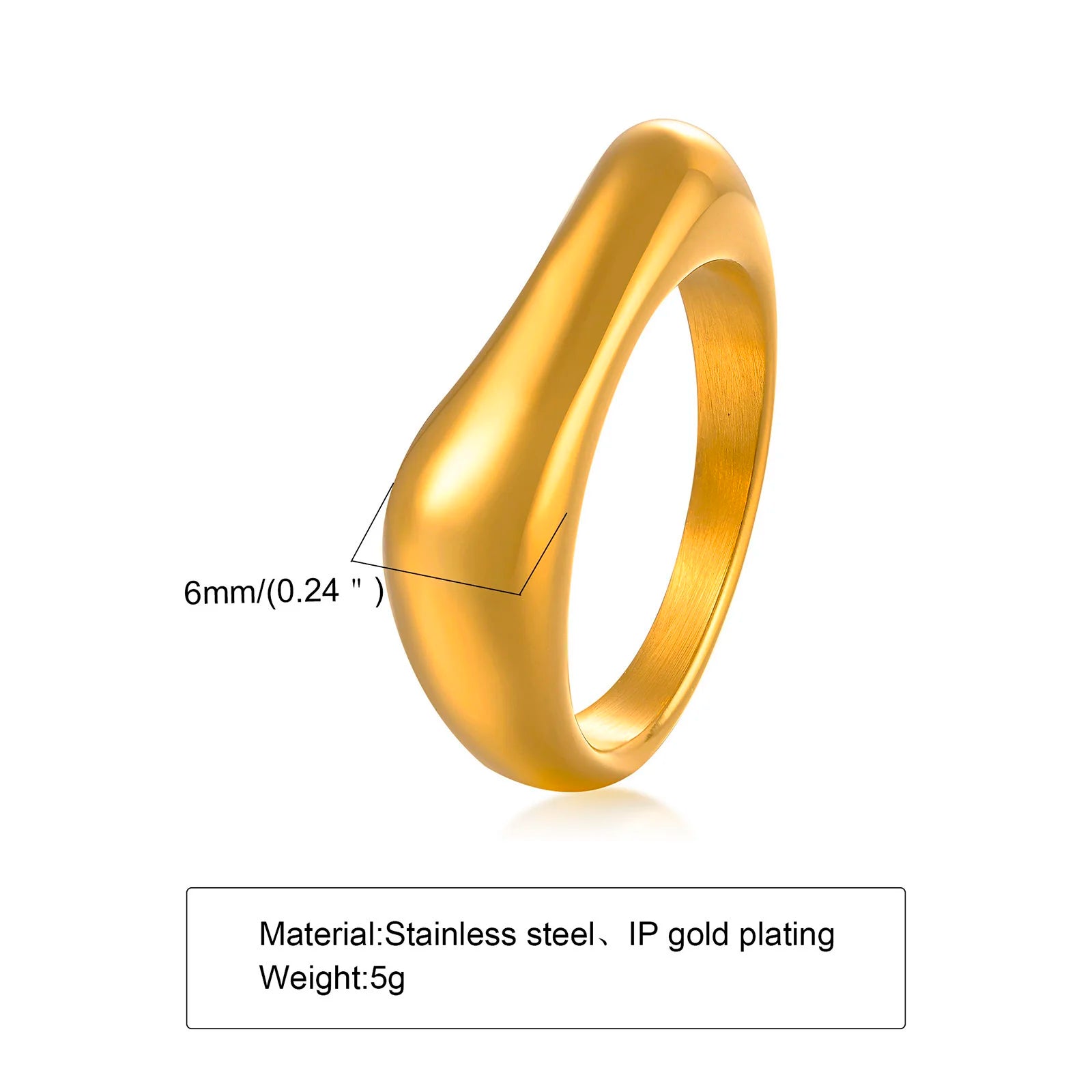 Geometric Minimalist Ring Gold Plated Stainless Steel, V Shap Stackable Ring for Women Gift