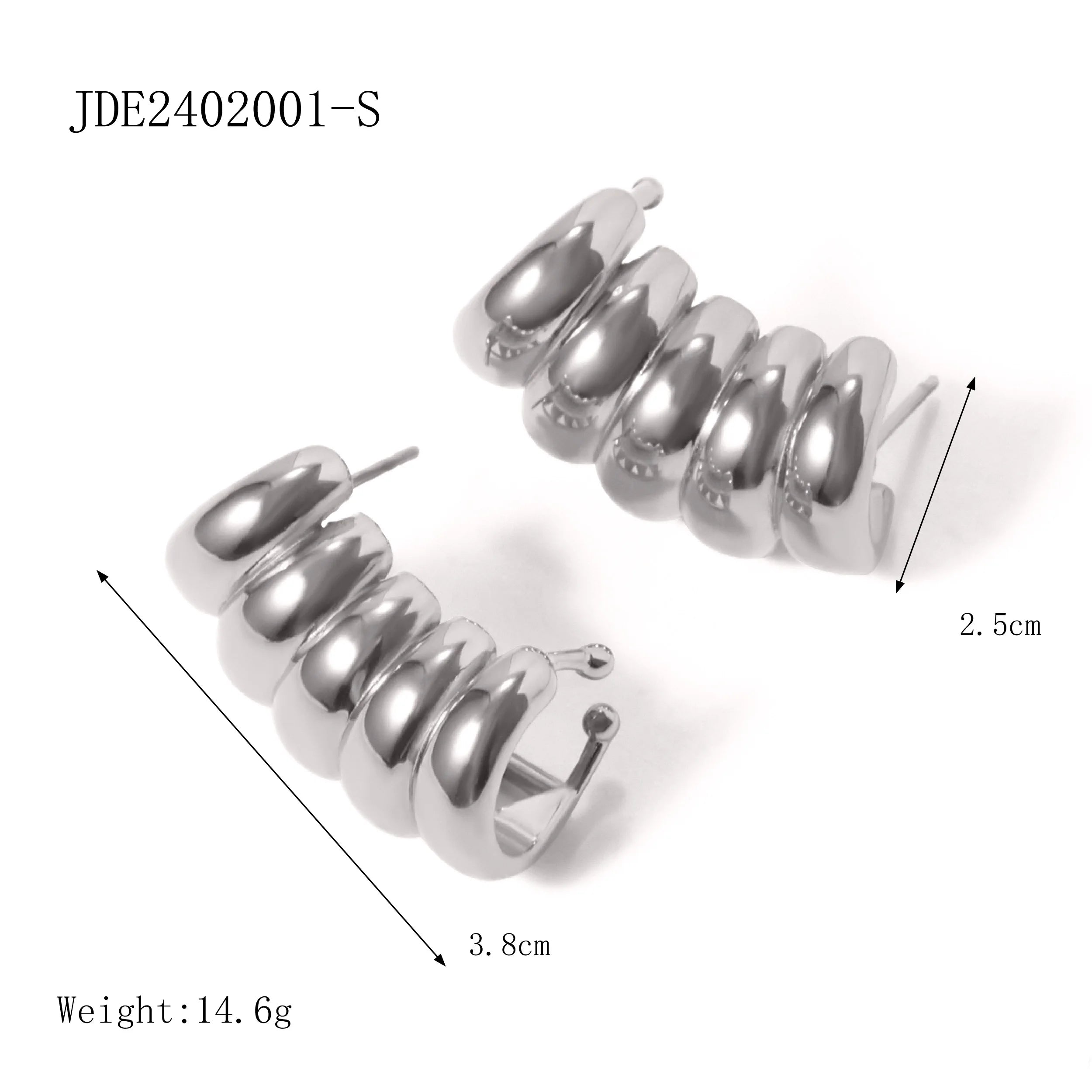 Uworld Spring Recommended Stainless Steel Hollow Chunky Lined Ribbed Hoops  2024 Geometry Fashion Trendy Jewelry for Women