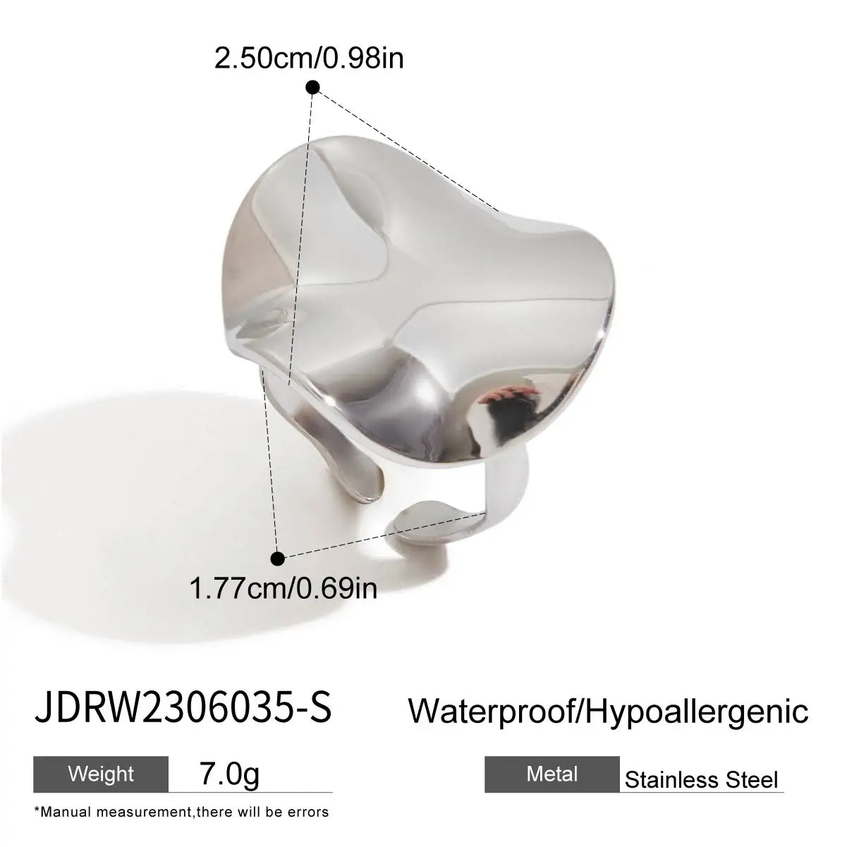 Uworld Minimalist Circular Folded Ring 18K Gold Color Plated Stainless Steel Large Circular Wave Stackable Ring Women's Jewelry