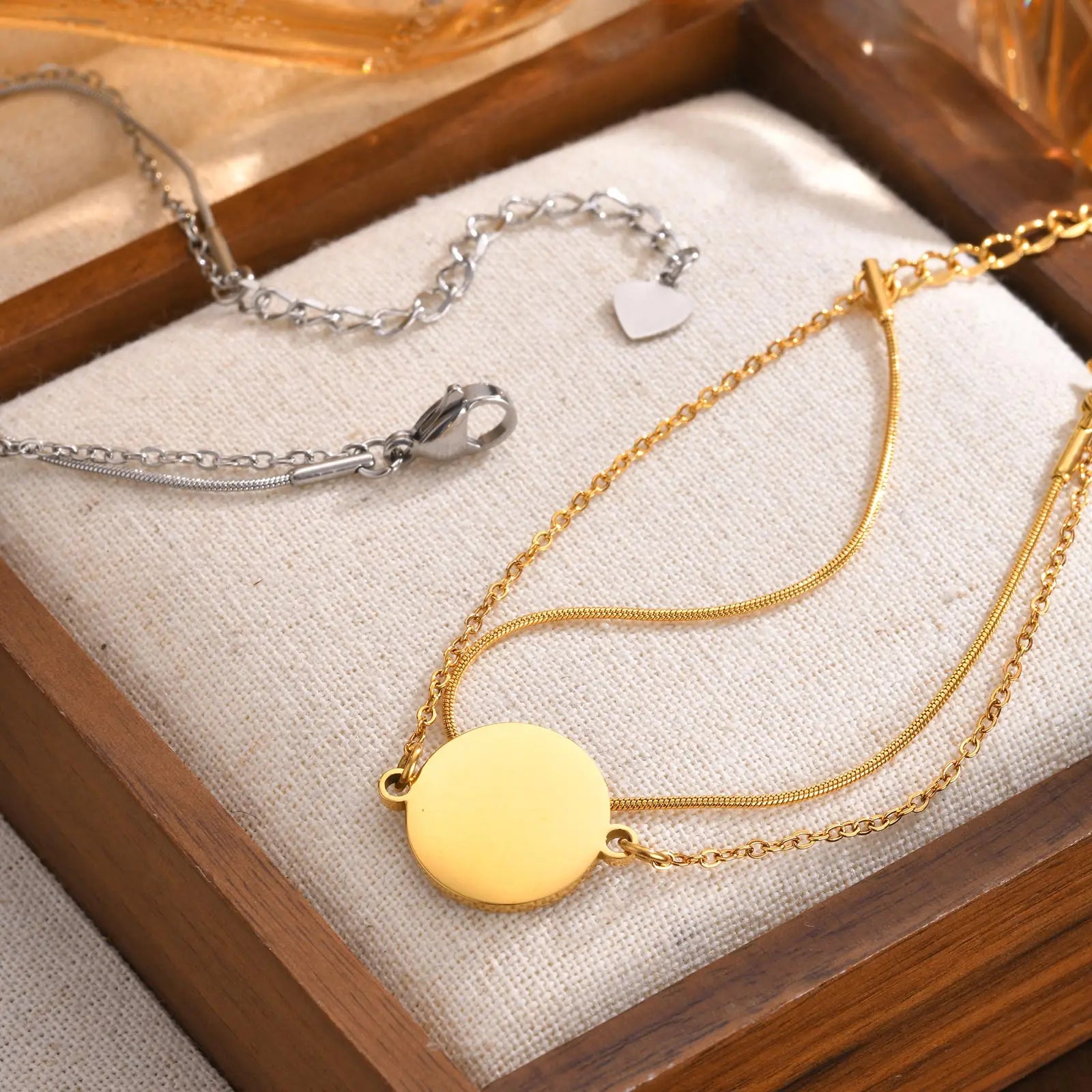 Engrave Name Photo Date ID Bracelet for Women,Stainless Steel Customized Link Chain Bracelets, Valentine's Day Gift Jewelry