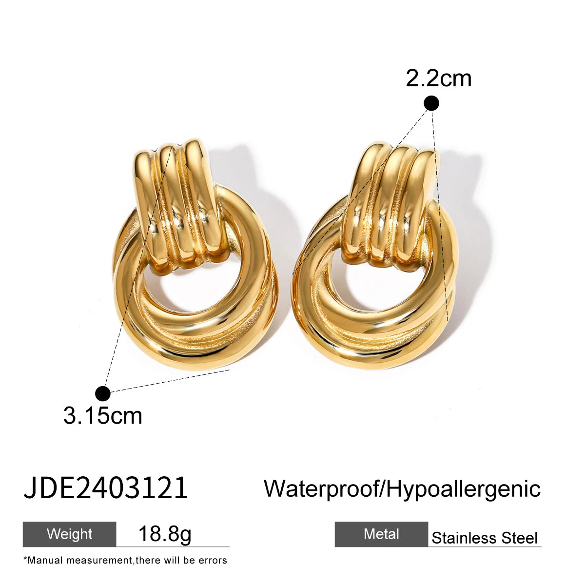 Uworld Stainless Steel Thread-Wrapped Simple Hoop Earrings Minimalist Women's 18K Gold Color Fashion Elegant Dainty Ear Jewelry