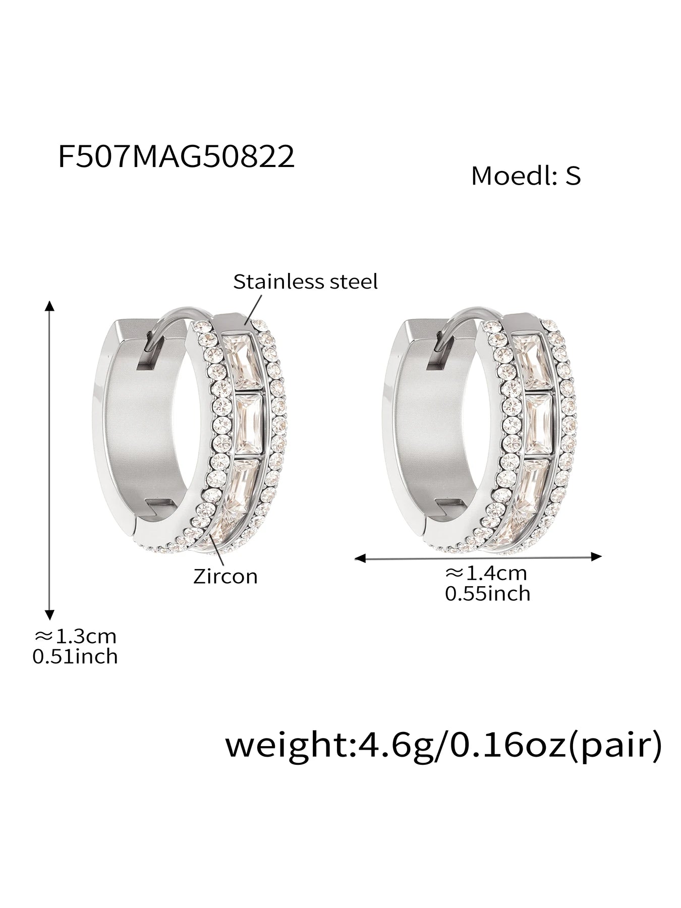 Nivora Luxury Full Zircon Hoop Earrings For Women Stainless Steel PVD Gold Plated Hypoallergenic Wedding Women Earrings Jewelry