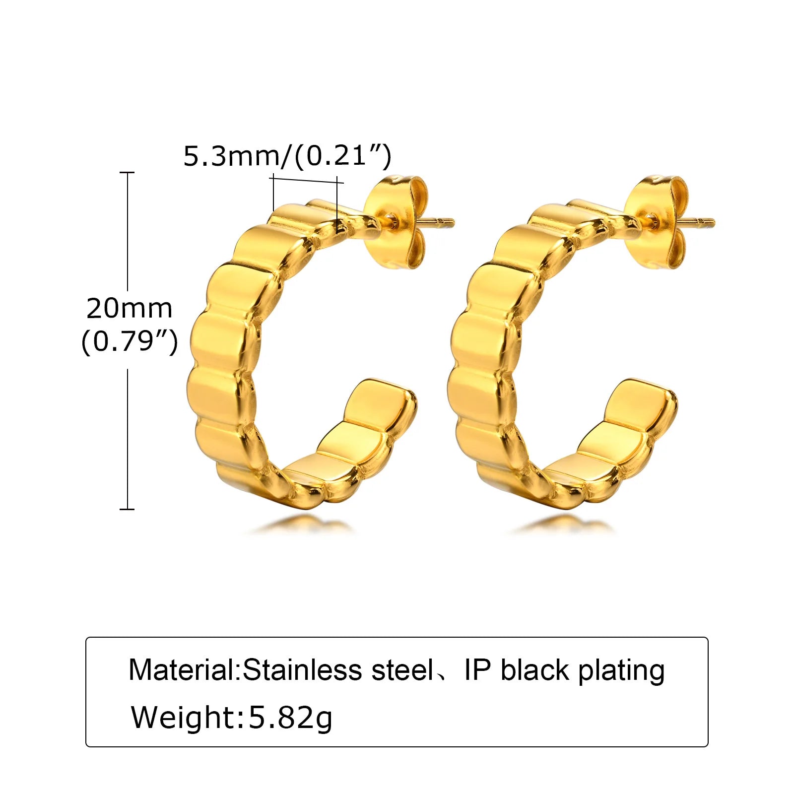 Chic Gold Color Rectangle Geometric Hoop Earrings Women Gift Jewelry,Stainless Steel Birthday Party Wearing boucle d'oreille