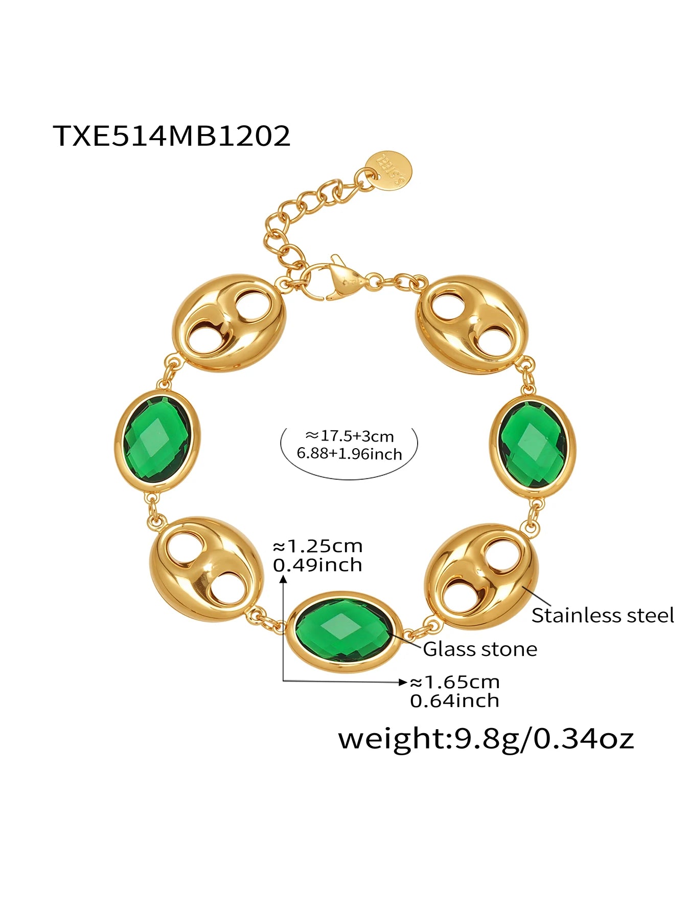 Nivora Excellent Colorful Glass Necklaces Bracelets For Women Stainless Steel Hollow Pig Nose Ring Chain Wedding Jewelry Sets