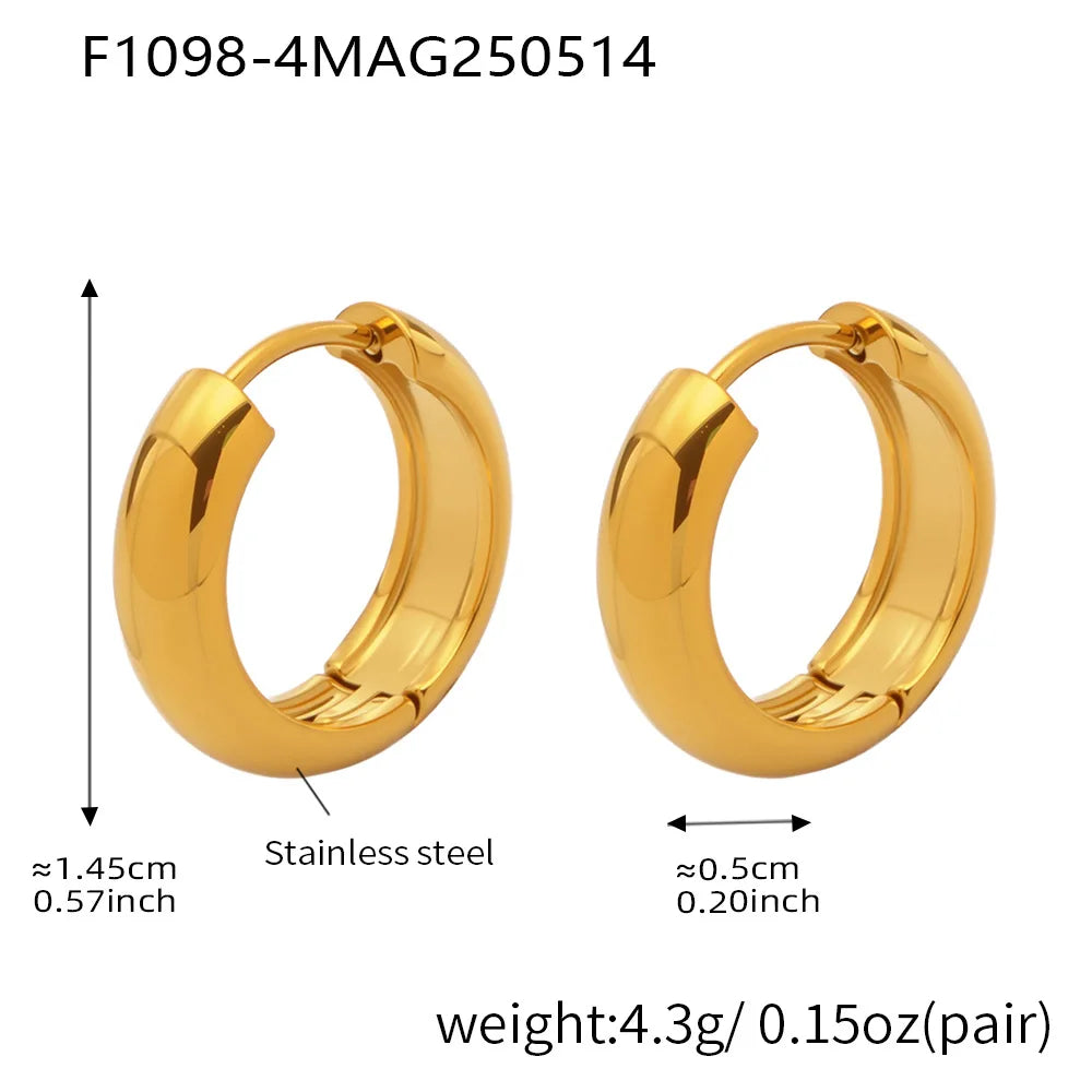 Nivora 18K Gold Plated Polished Smooth Women Hoop Earrings High Quality Stainless Steel Hypoallergenic Earring For Women Jewelry