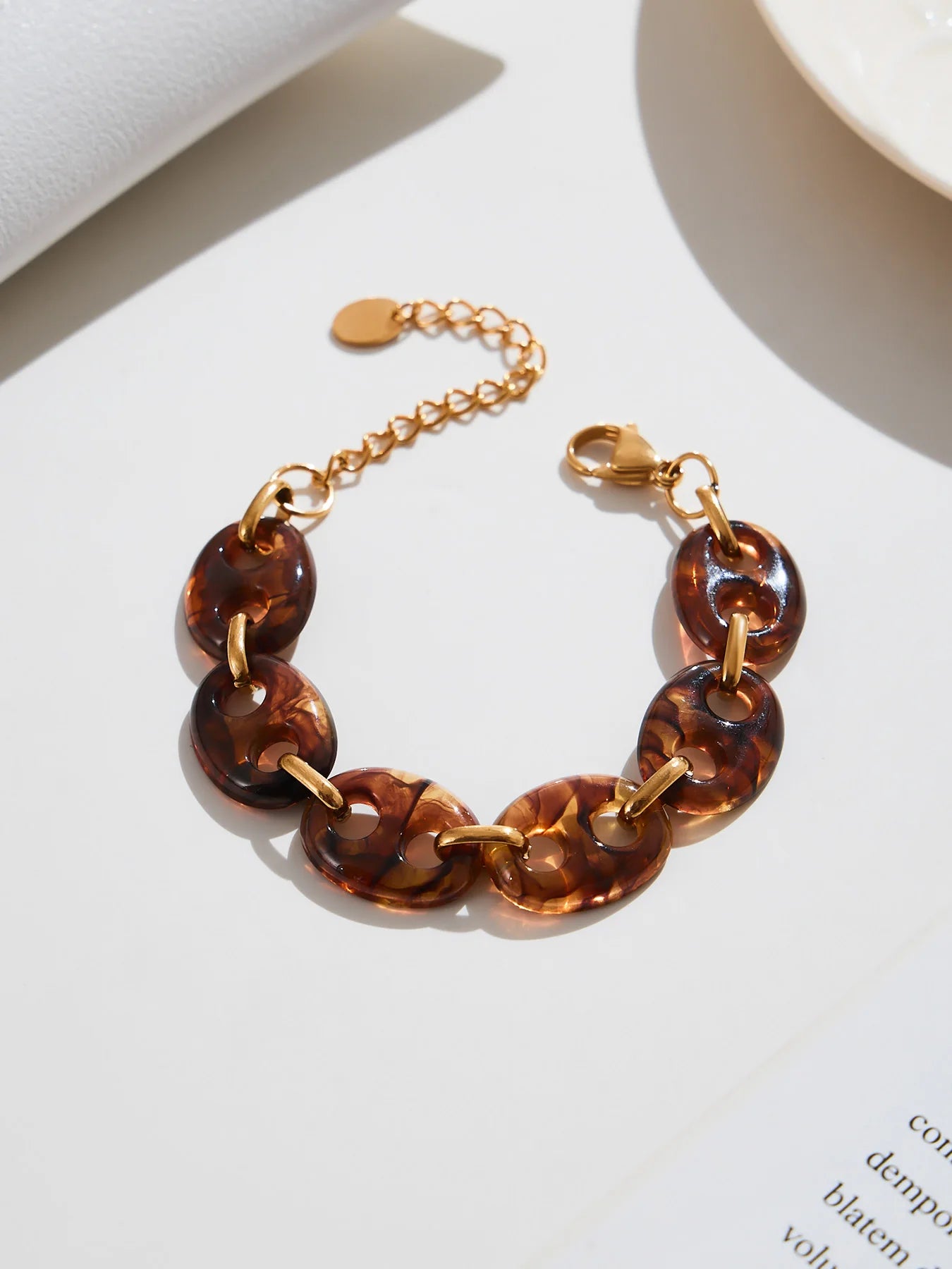 Nivora Amber Resin Pig Nose Ring Chain Bracelets Bangles for Women Stainless Steel Charm Vintage Pulsera Jewelry Gifts