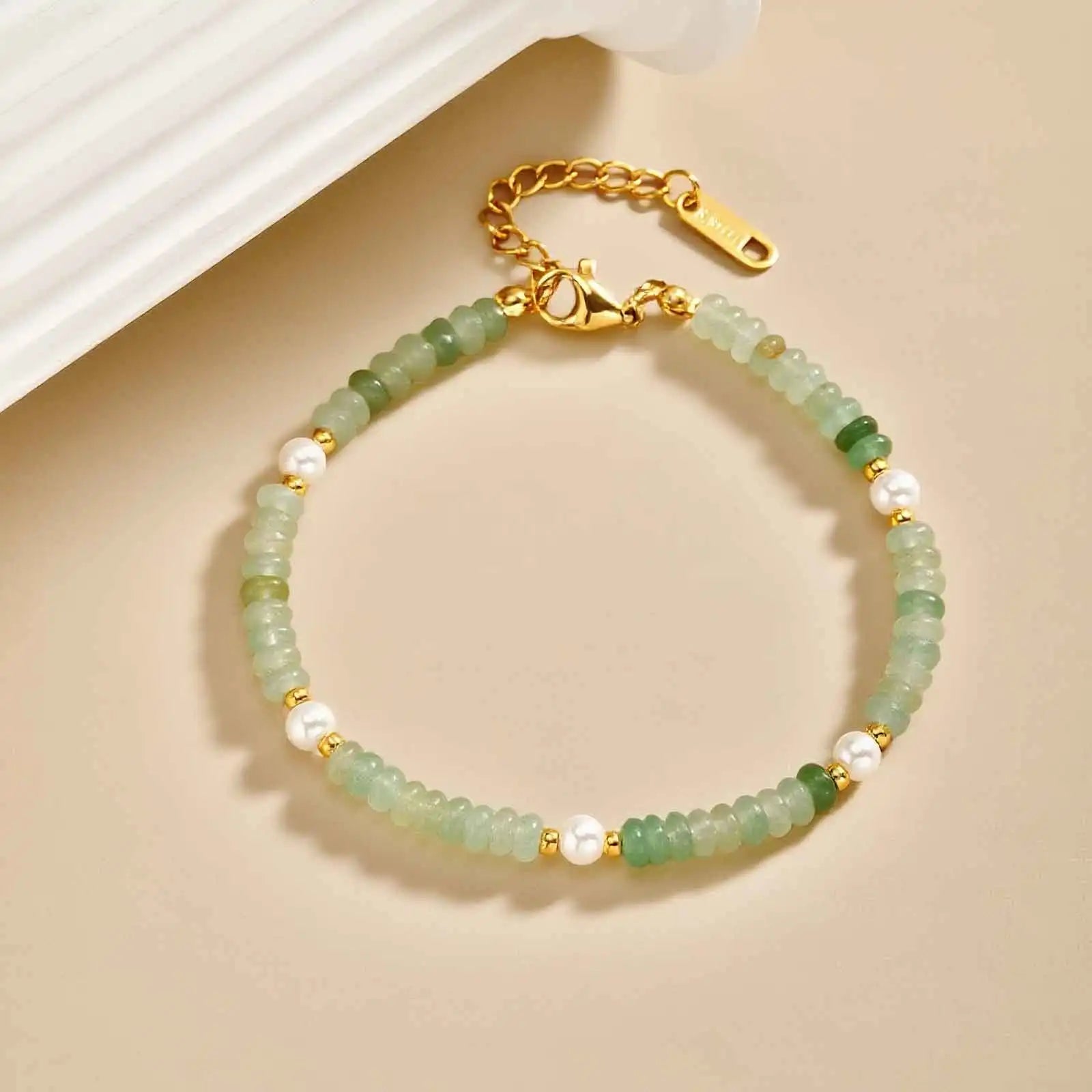 Colorful Crystal Heart-shaped Beaded Bracelet for Women,Gold Plated Stainless Steel Imitation Pearl Bracelets,Fashion Jewelry Gi