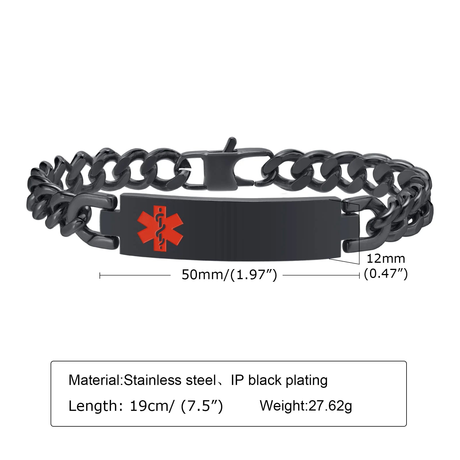 Stainless Steel ID Medical Bracelets with Medical LOGO, Autism Bracelets, Jewelry Gifts