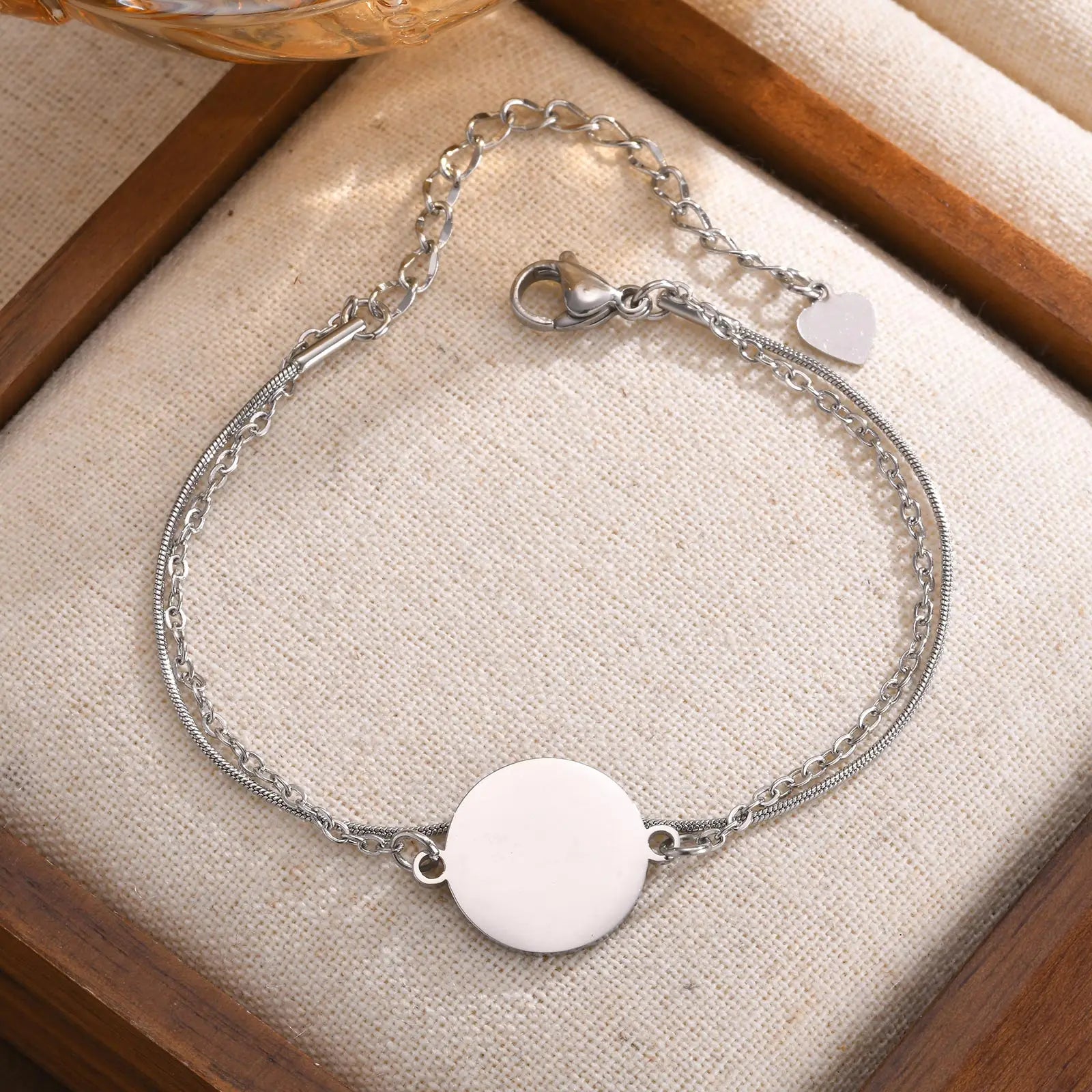 Engrave Name Photo Date ID Bracelet for Women,Stainless Steel Customized Link Chain Bracelets, Valentine's Day Gift Jewelry