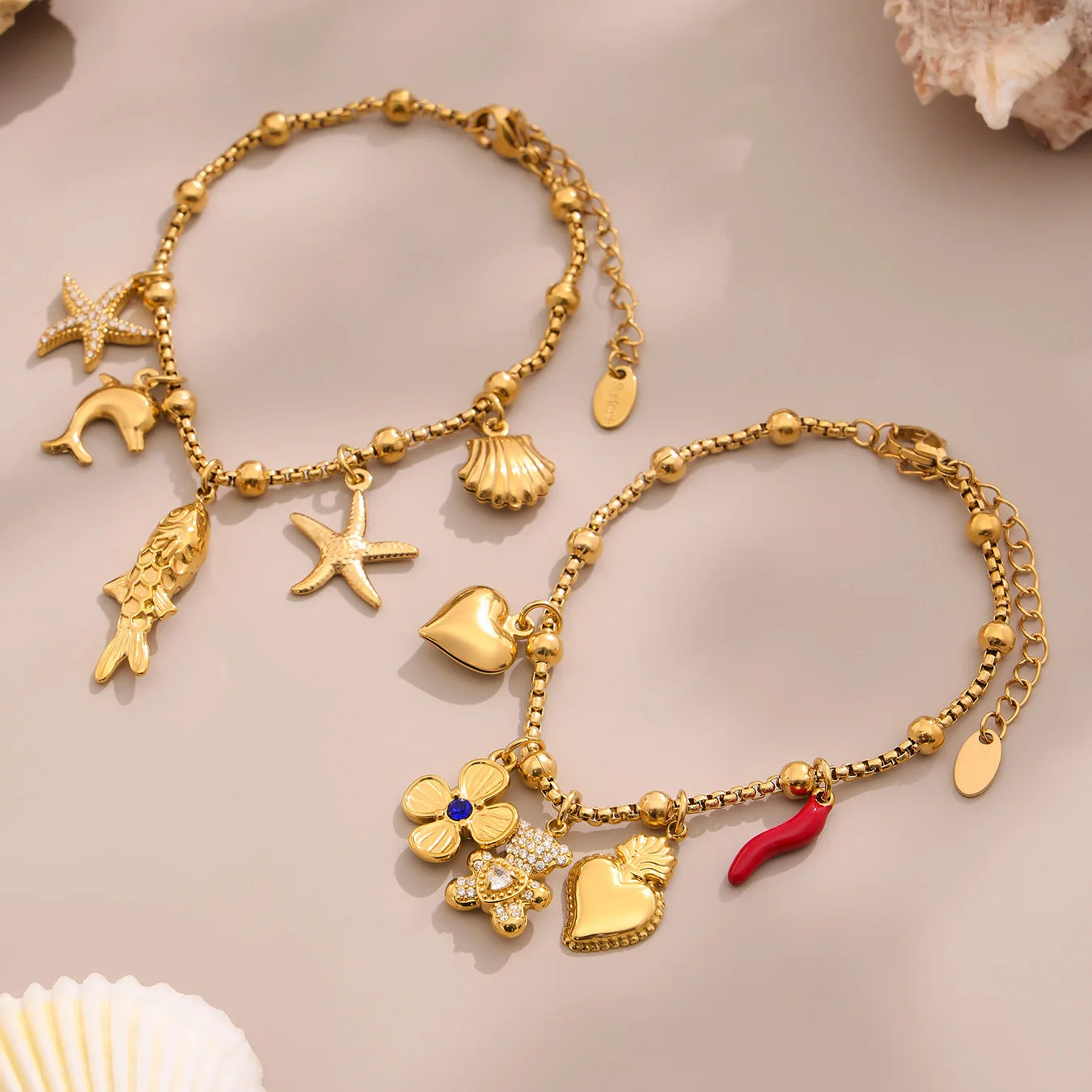 Nivora Distinctive Stainless Steel Heart Flower Little Bear Pendant Necklaces Bracelets For Women Wedding Jewelry Sets Gift