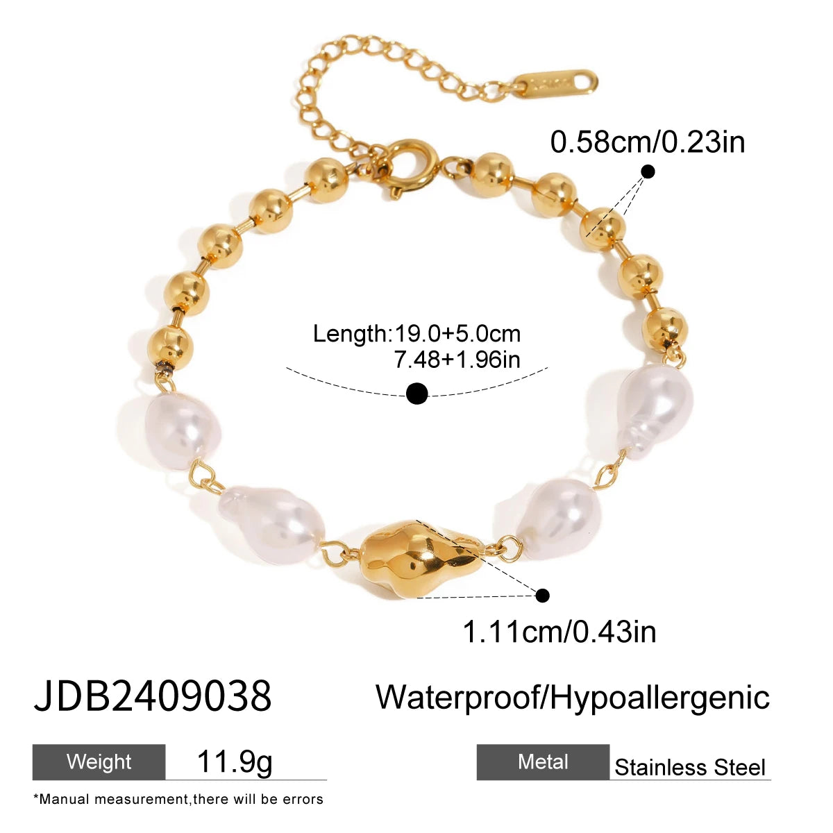 Uworld Minimalist Dainty Pearl Bracelet Gold Color Bead Chain Women's Jewelry Gift Wedding Jewelry Bridesmaid Gift