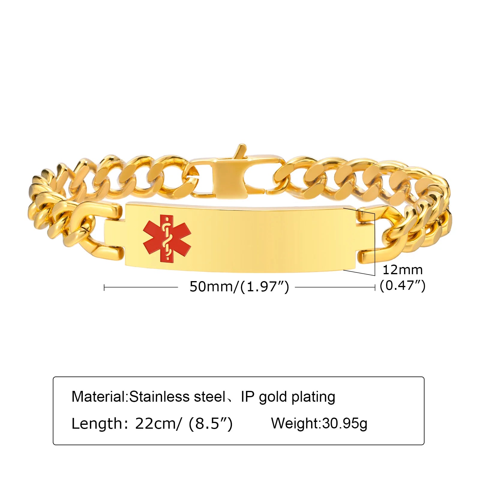 Stainless Steel ID Medical Bracelets with Medical LOGO, Autism Bracelets, Jewelry Gifts