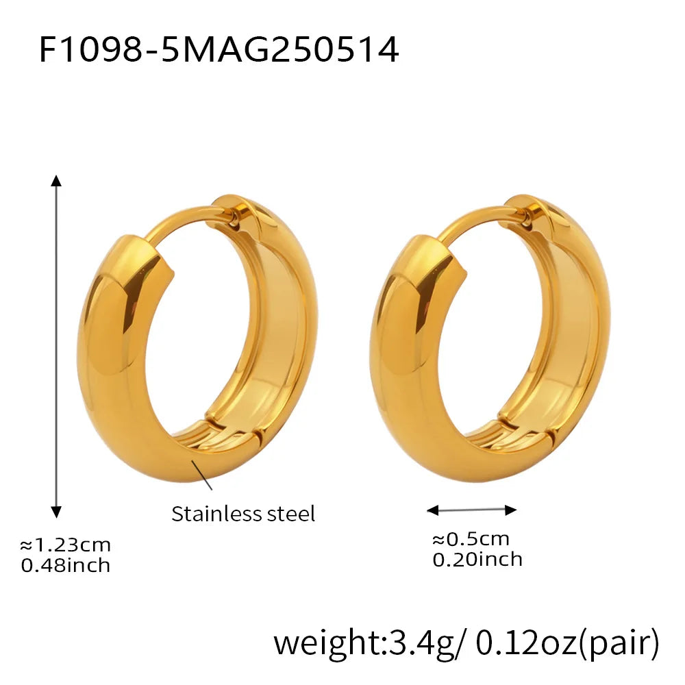 Nivora 18K Gold Plated Polished Smooth Women Hoop Earrings High Quality Stainless Steel Hypoallergenic Earring For Women Jewelry