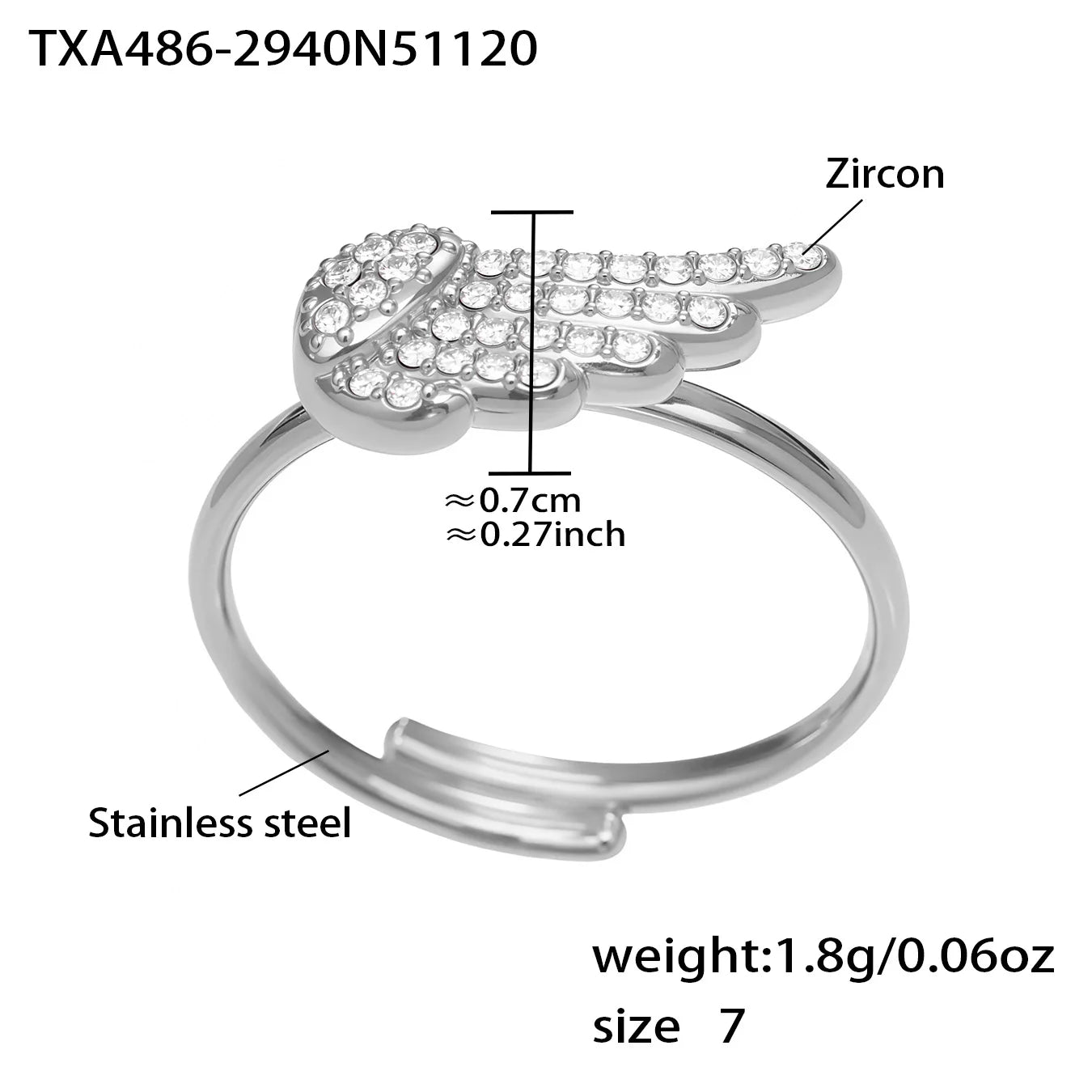 Nivora Wings Cubic Zirconia Pendant Chain Necklaces Bracelets Rings Earrings for Women Stainless Steel Wedding Banquet Jewelry