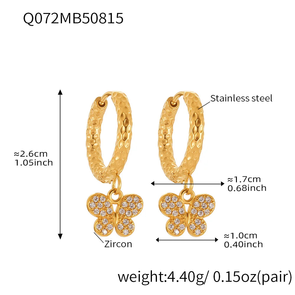 Nivora Excellent Stainless Steel Pendant Zircon Butterfly Dangle Earrings For Women Hypoallergenic Wedding Ear Earrings Jewelry