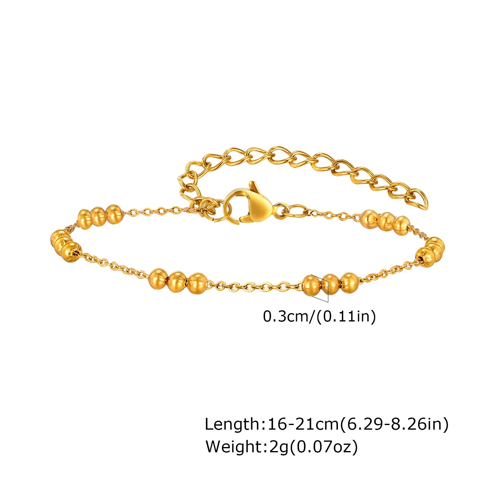 Bead Chain Bracelet for Women Gold Color Stainless Steel Exquisite Bracelets Summer Beach Boho Jewellery Fashion Accessories