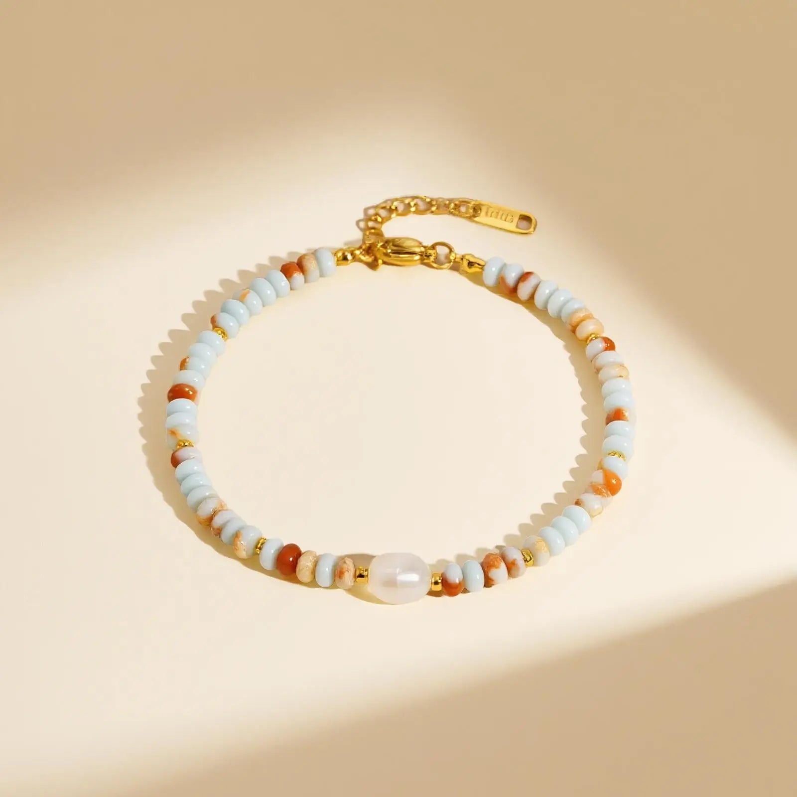 Colorful Crystal Heart-shaped Beaded Bracelet for Women,Gold Plated Stainless Steel Imitation Pearl Bracelets,Fashion Jewelry Gi