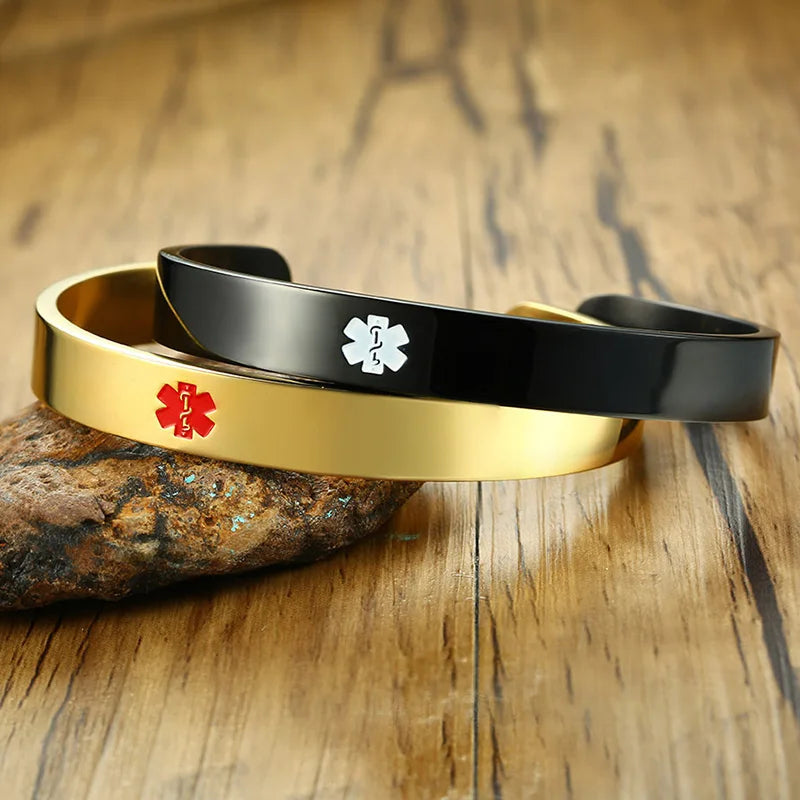 Stainless Steel ID Medical Bracelets with Medical LOGO, Autism Bracelets, Jewelry Gifts