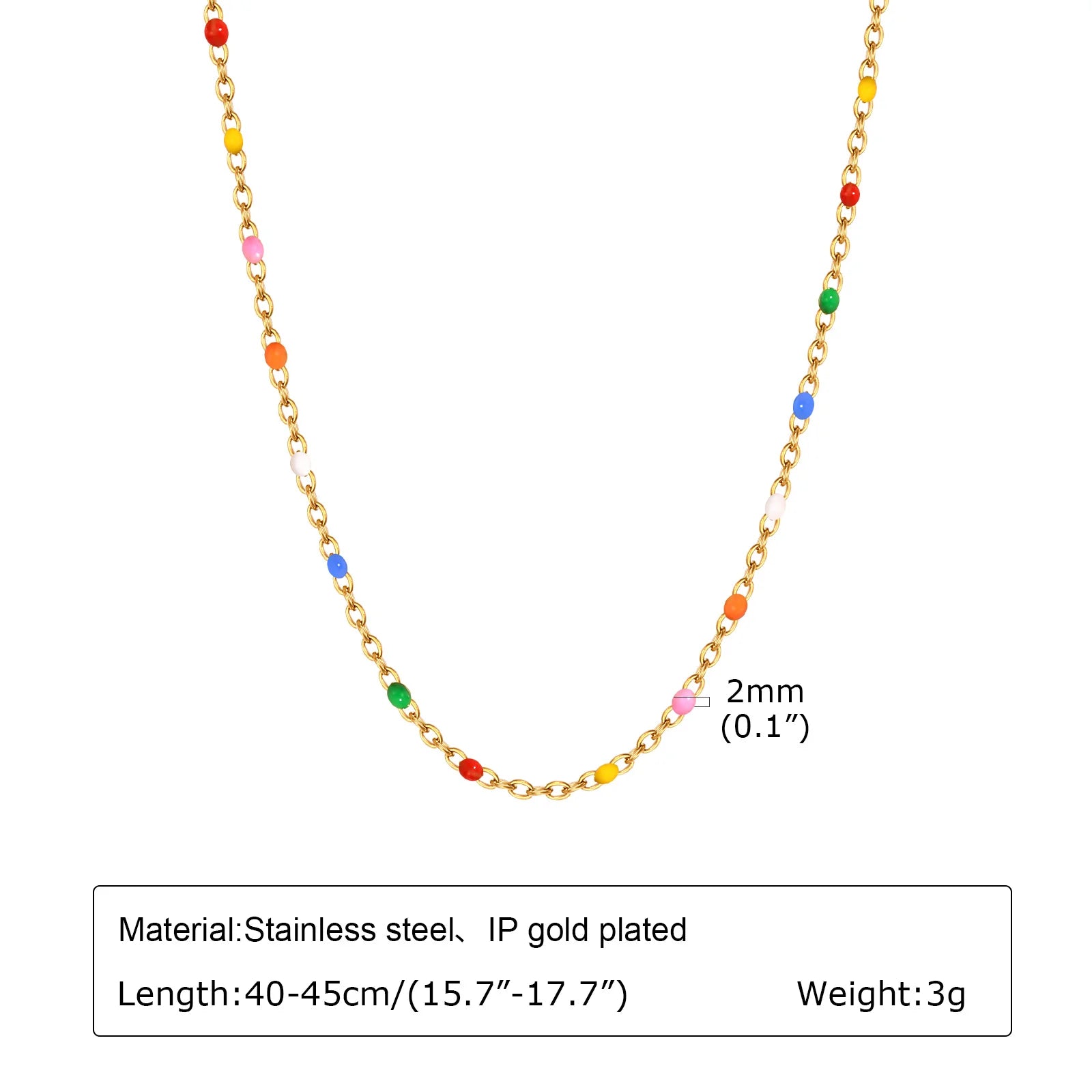 Stainless Steel Chain Bracelet for Women, Colorful Beads Summer 18k Gold Plated, Stainless Steel Waterproof Wrist Jewelry