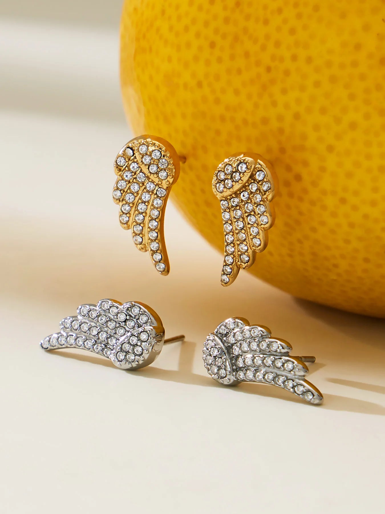 Nivora Wings Cubic Zirconia Pendant Chain Necklaces Bracelets Rings Earrings for Women Stainless Steel Wedding Banquet Jewelry