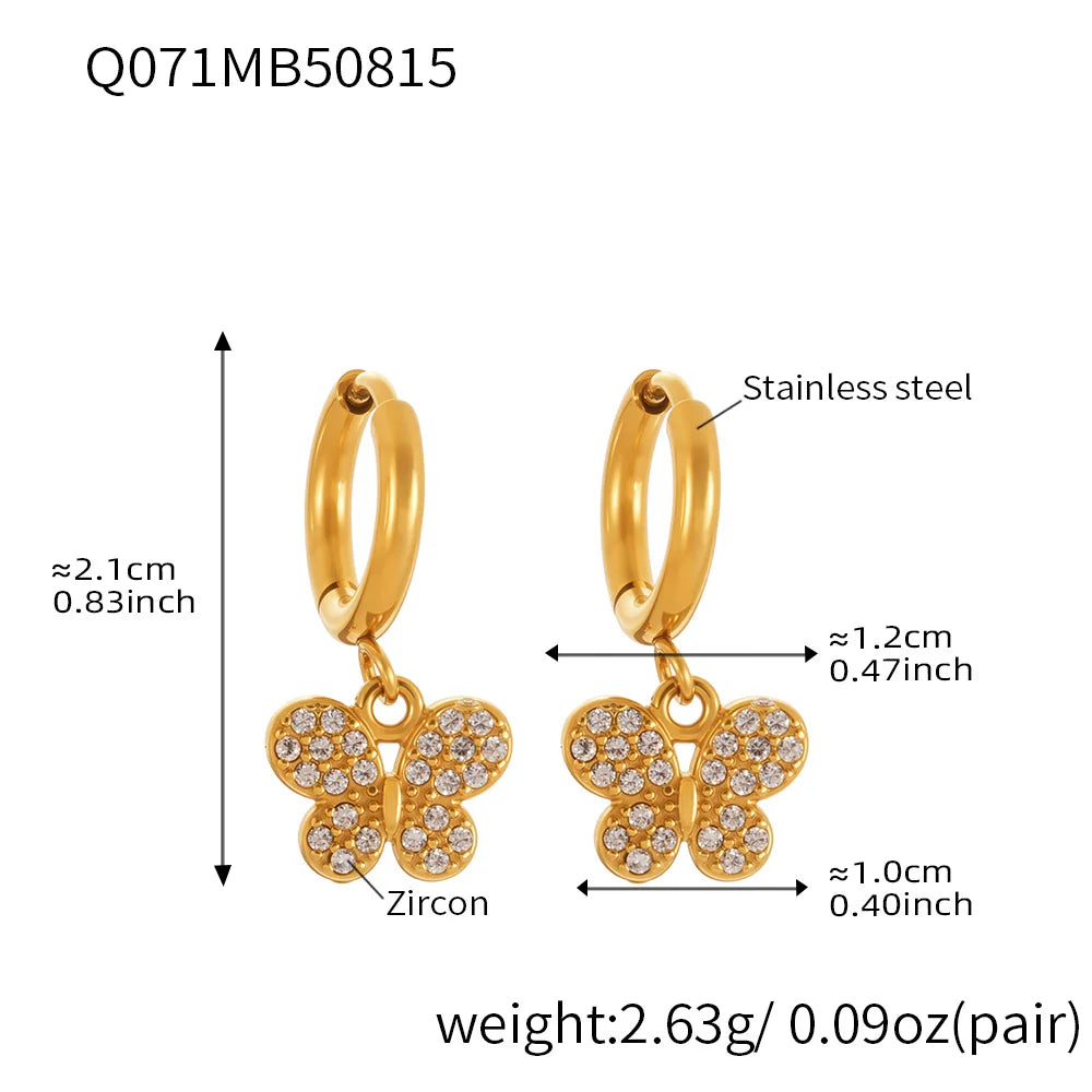 Nivora Excellent Stainless Steel Pendant Zircon Butterfly Dangle Earrings For Women Hypoallergenic Wedding Ear Earrings Jewelry