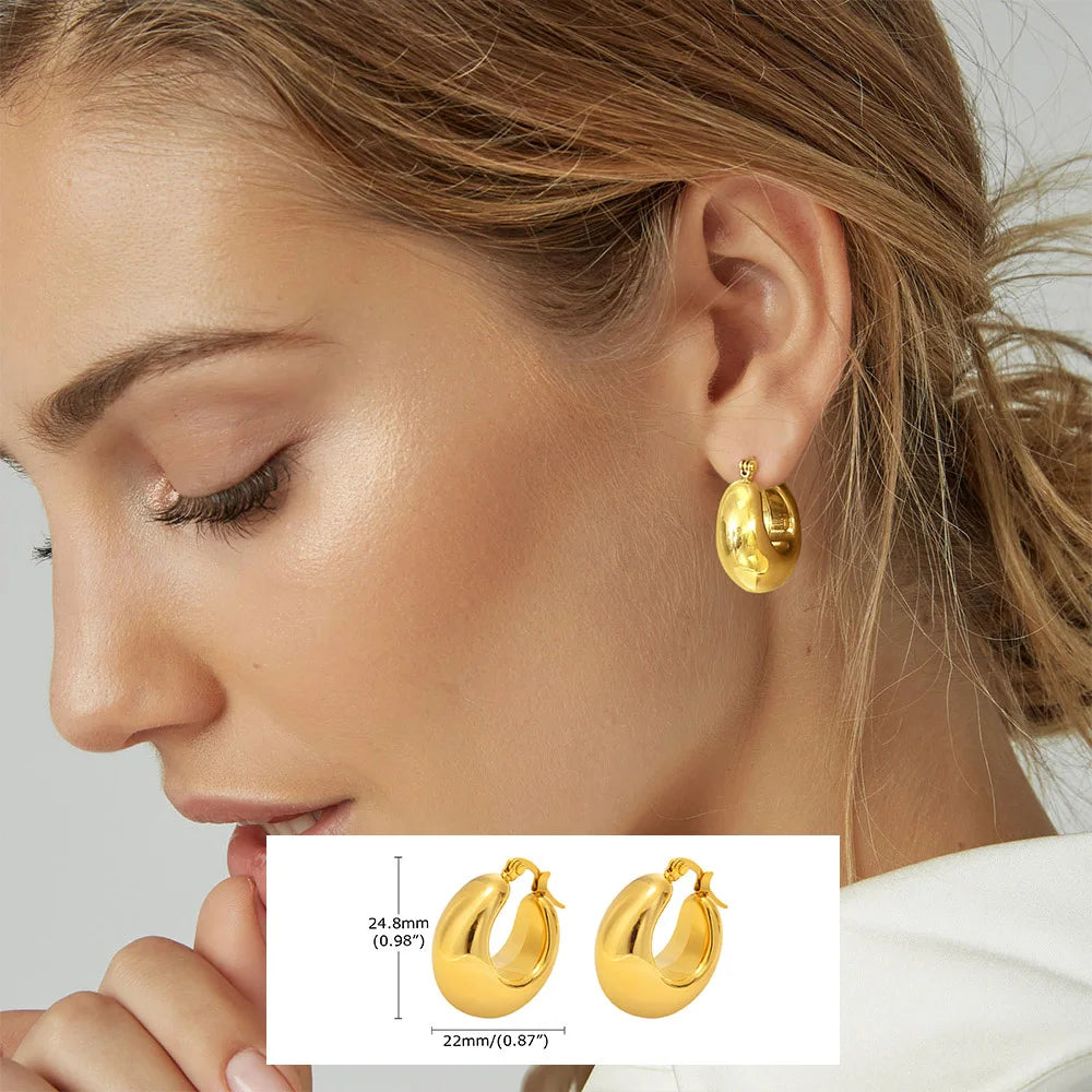 Unique U-Shape Hoop Earrings for Women, Stainless Steel Earring, Minimalist Statement Ball Piercing Ear Accessories