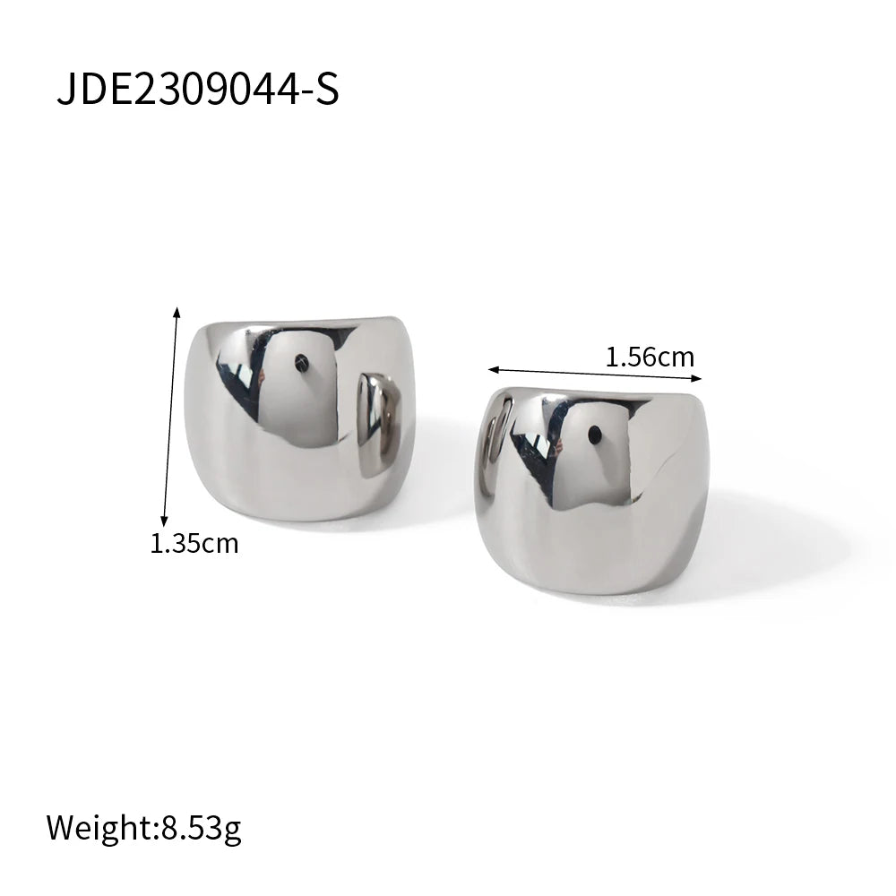 Uworld Minimalist Designer's Two tone Square Hammer Pattern Environmental Protection Can Pendant Earrings Square Earrings Neutra