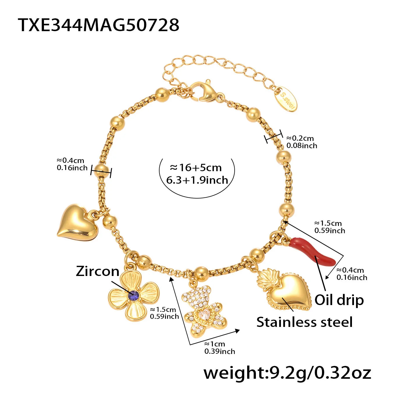 Nivora Distinctive Stainless Steel Heart Flower Little Bear Pendant Necklaces Bracelets For Women Wedding Jewelry Sets Gift