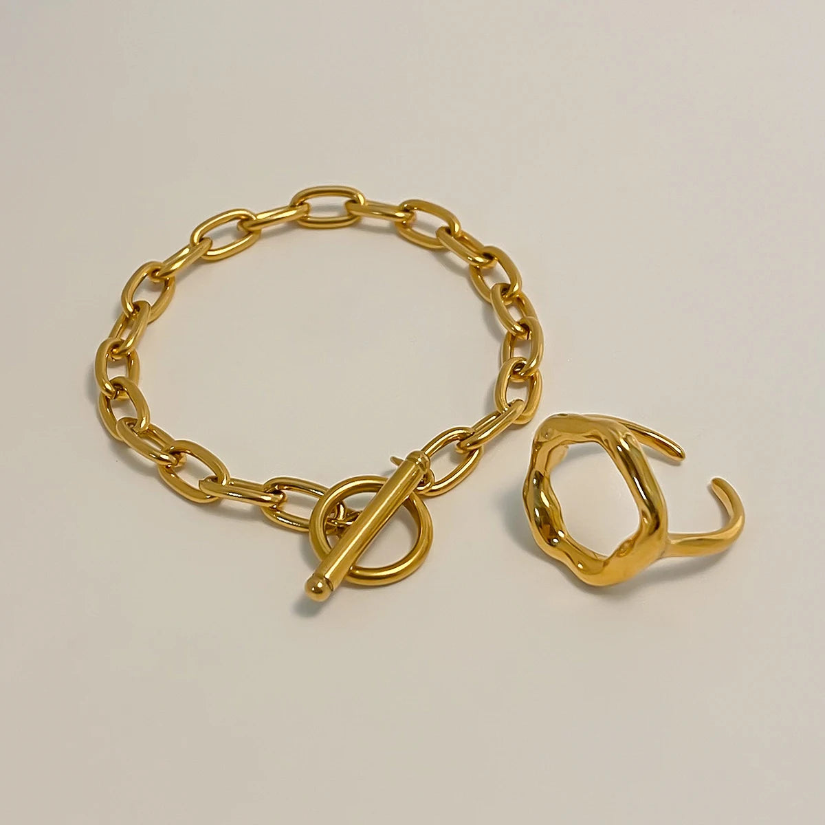 Uworld Texture Large Earrings Zircon Bracelet Stacked Chain Adjustable Jewelry Women's Jewelry Gift for Her