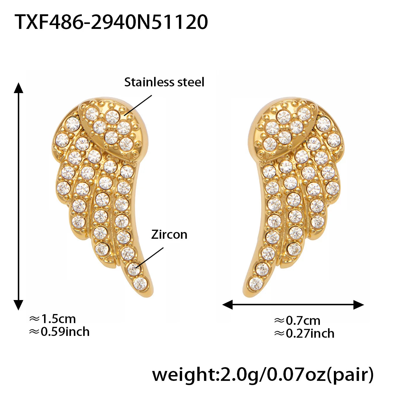 Nivora Wings Cubic Zirconia Pendant Chain Necklaces Bracelets Rings Earrings for Women Stainless Steel Wedding Banquet Jewelry