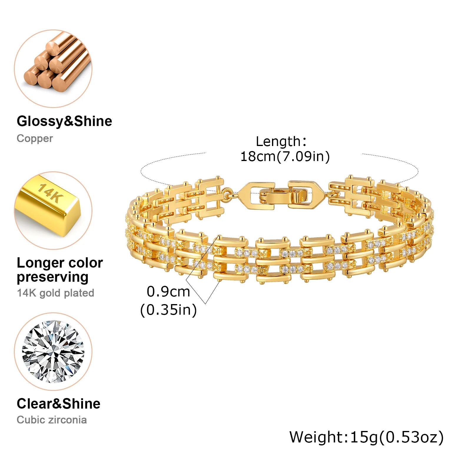 Luxurious Zircon Bracelet With for Women,High-Quality Gold Plated Teardrop-shaped Strap Chain Bracelets,Fashion Charm Jewelry