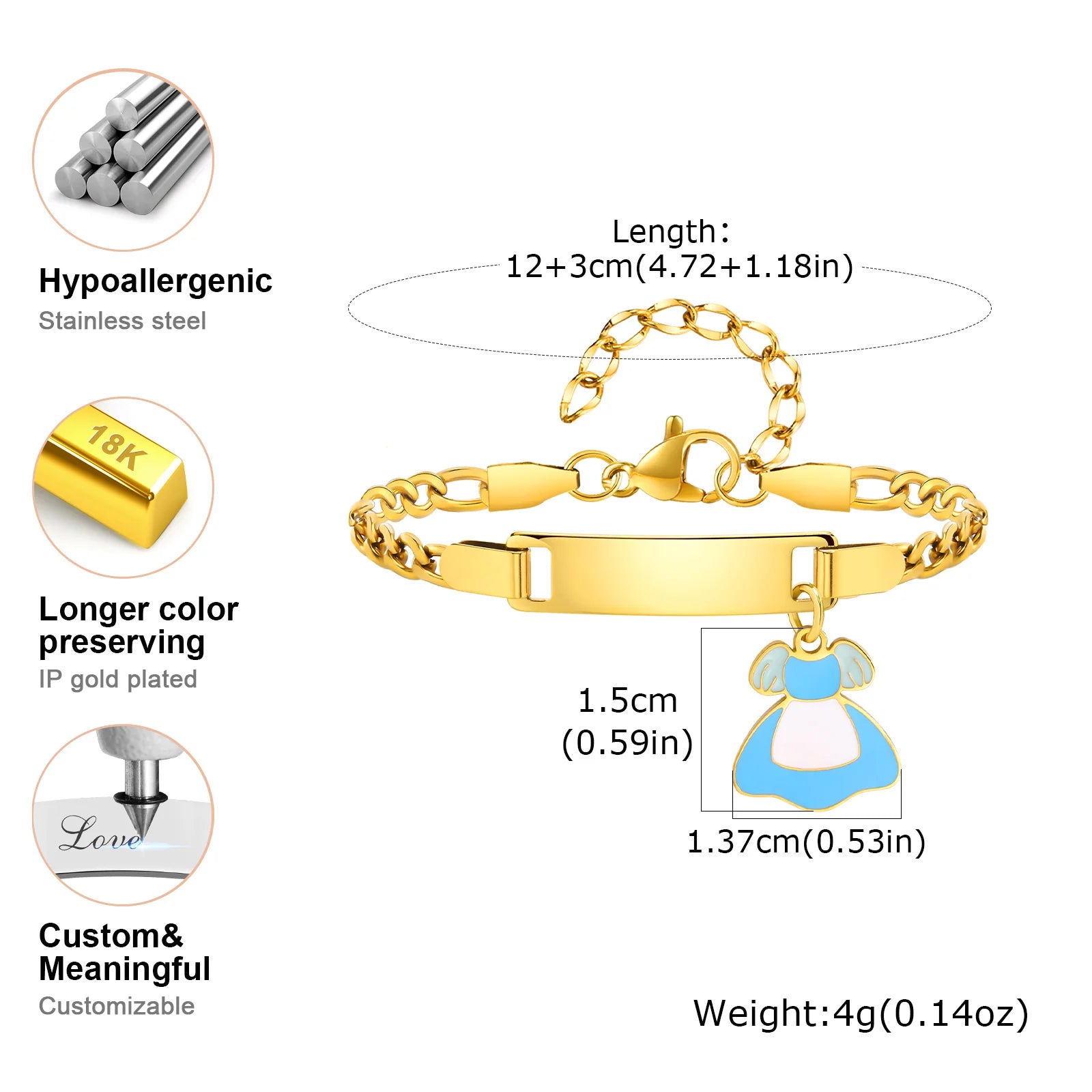 Cute Free Customized Name Bracelet for Baby,Birthday Anniversary Personalized Link Chain Bracelets,A Gift of Love from Parents