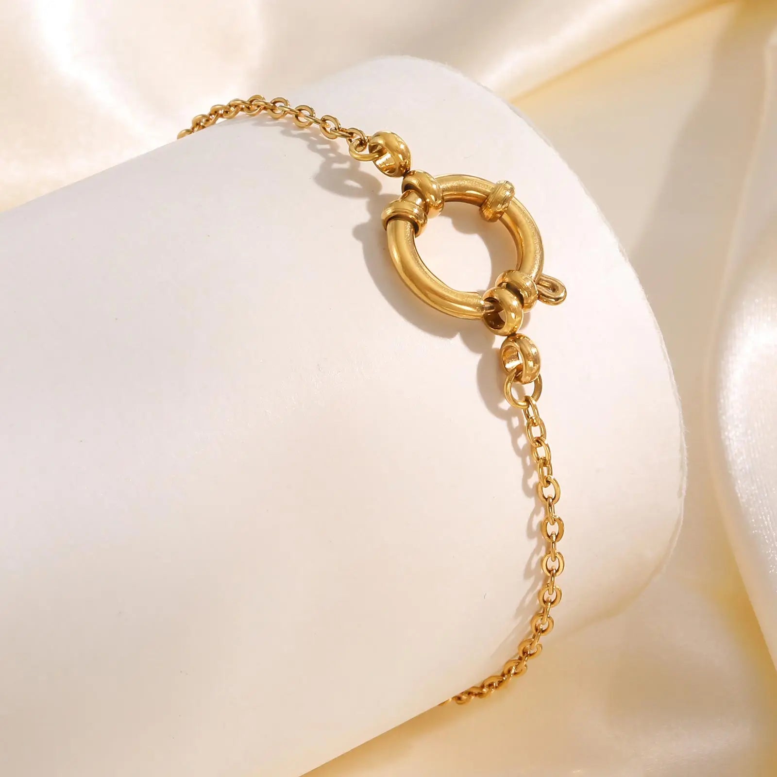 Exquisite Small Square Chain Bracelet for Women Girls, Gold Color Stainless Steel Bubble Buckle Bracelets,Fashion Jewelry Gifts