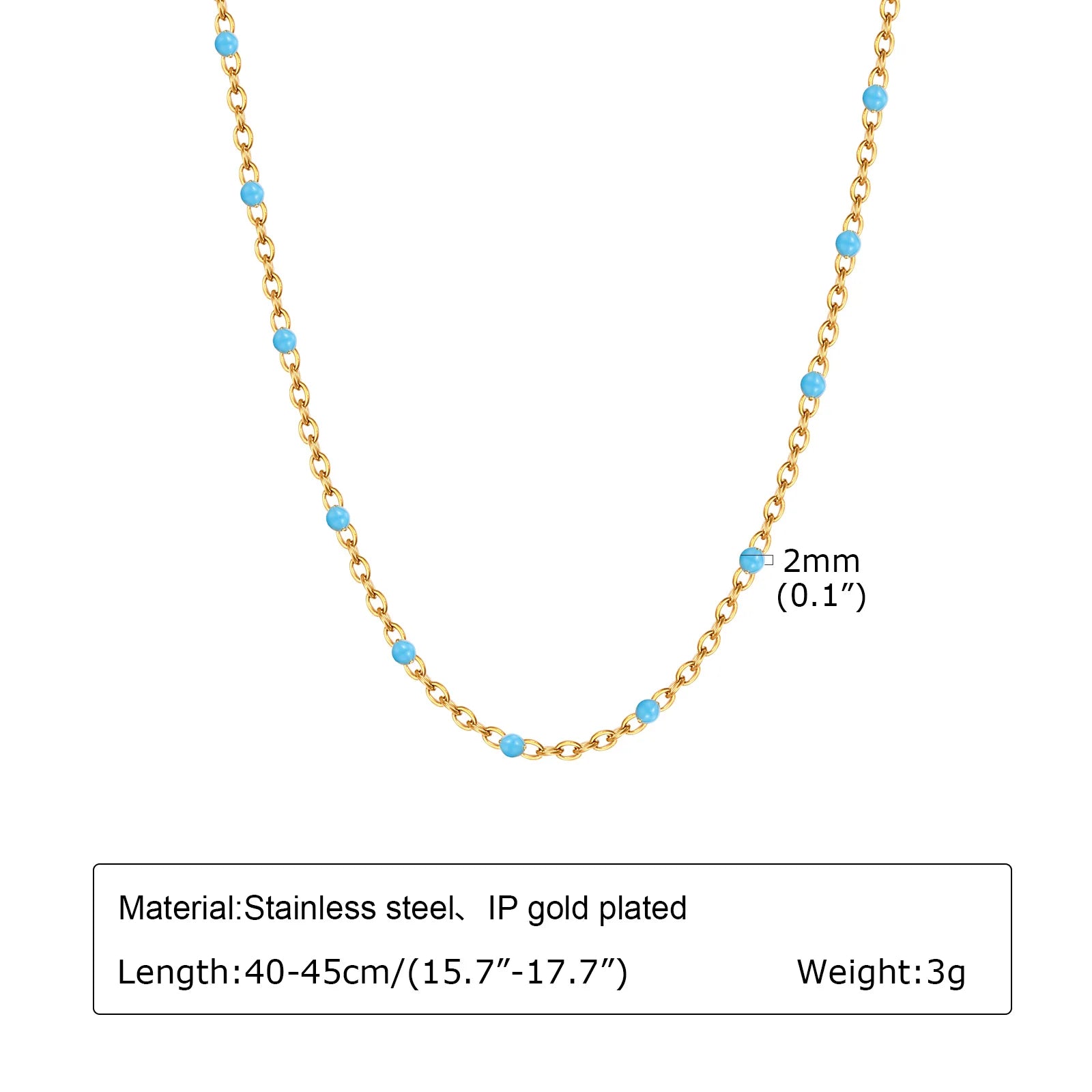 Stainless Steel Chain Bracelet for Women, Colorful Beads Summer 18k Gold Plated, Stainless Steel Waterproof Wrist Jewelry